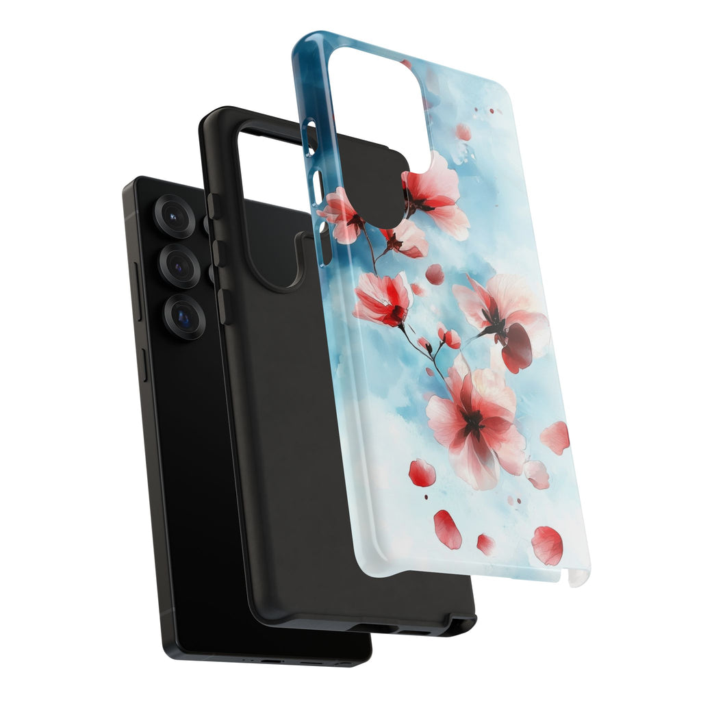 Floral Cherry Blossom Samsung Galaxy Case | Pastel Pink Blue