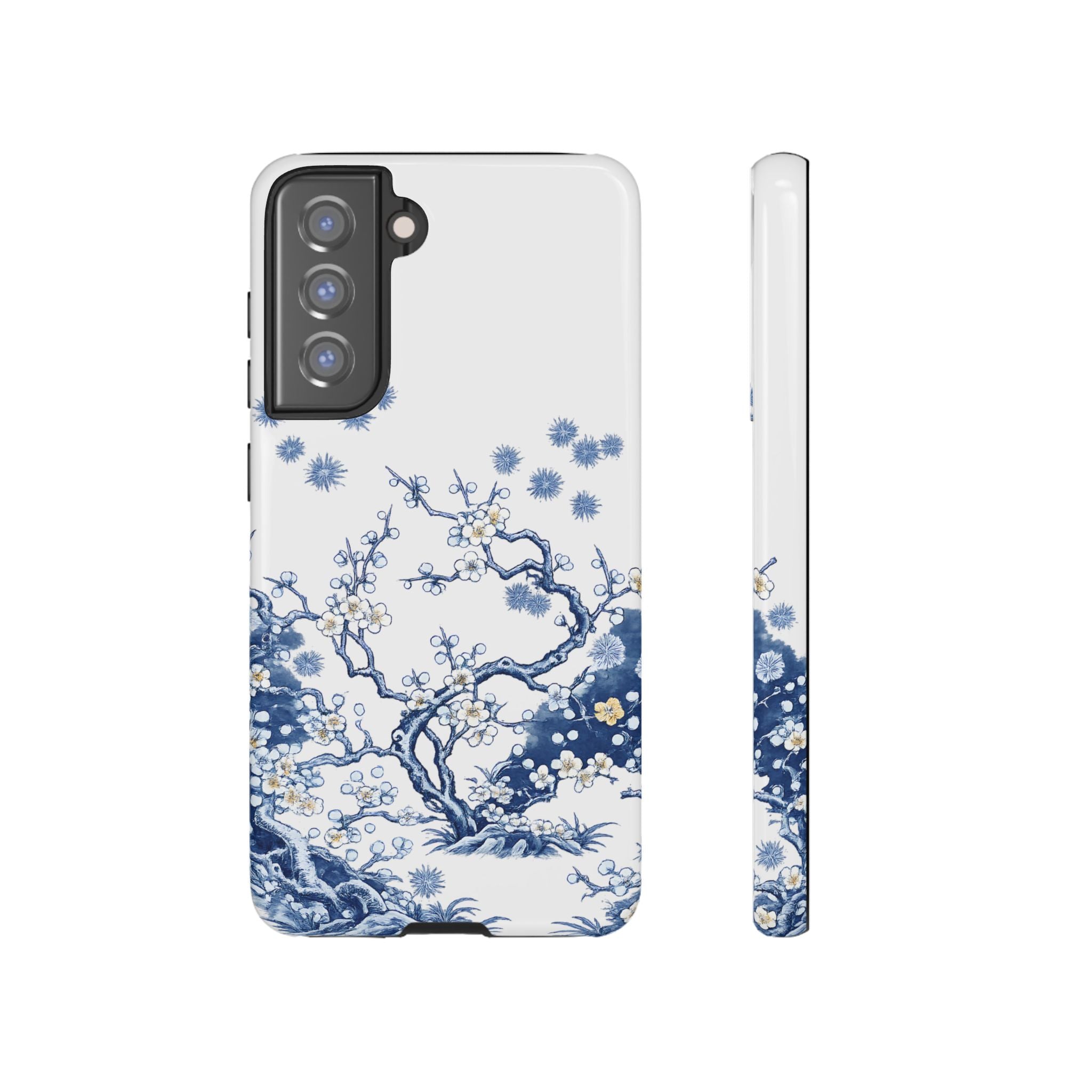 Vintage Blue White Porcelain Samsung Galaxy Phone Case | Chinoiserie Floral Tough Cover