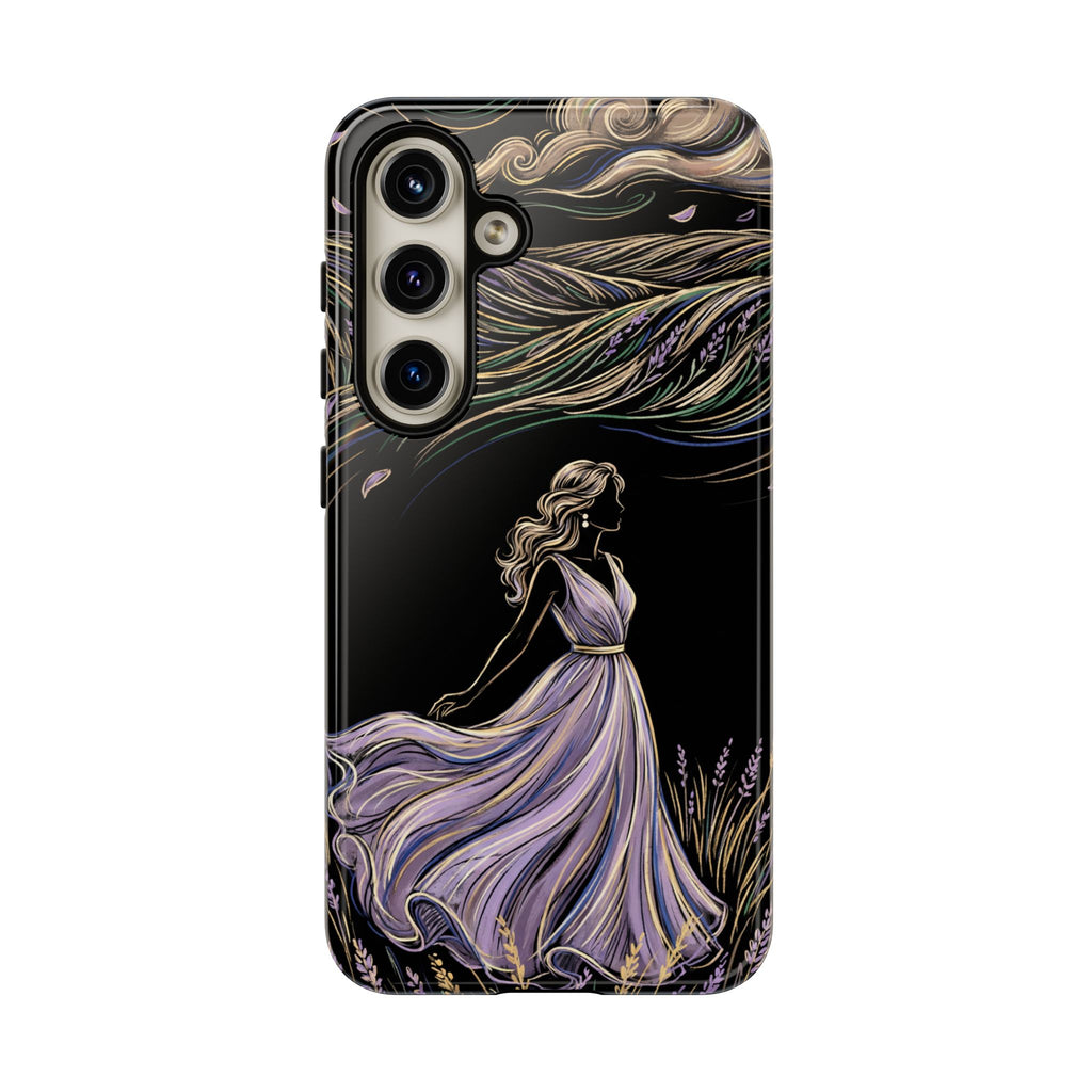 Cover per telefono Samsung Galaxy Lavander Breeze | Elegante protezione floreale con donna danzante