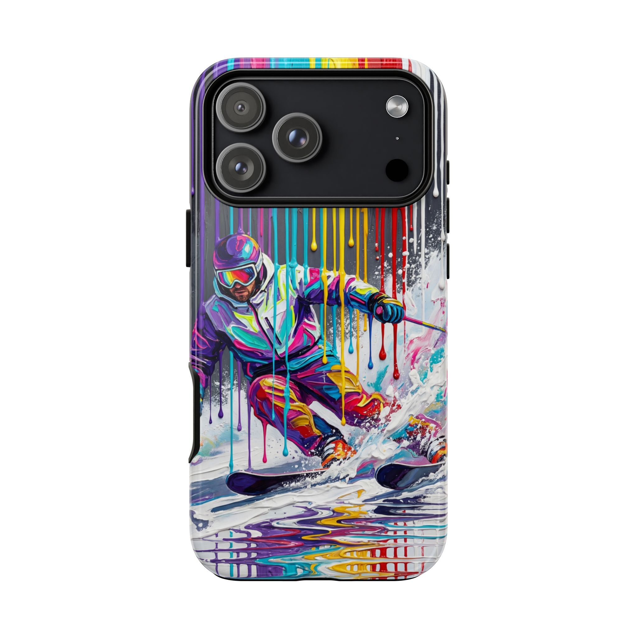 Colourful Skiing Drip Art Tough iPhone Case