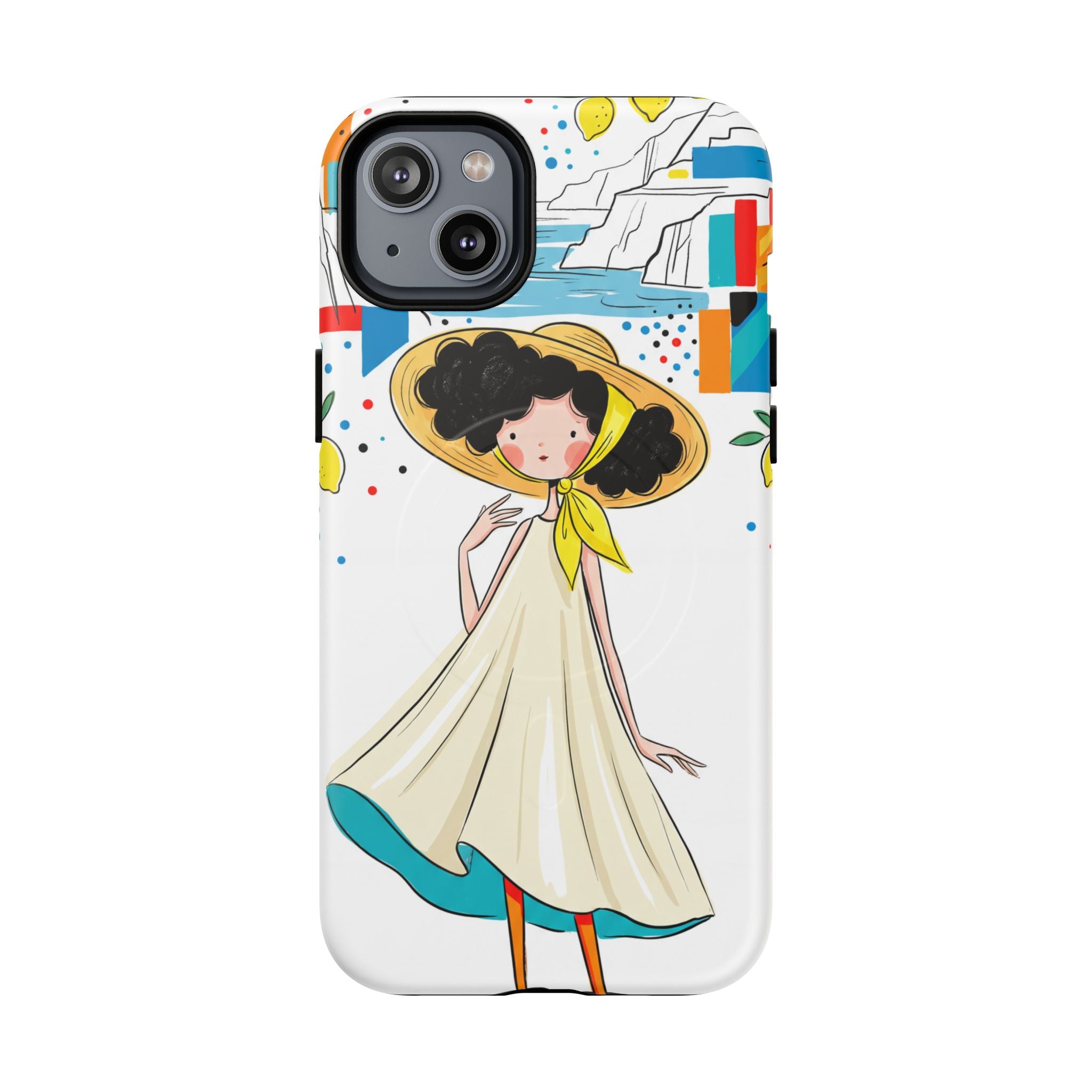 Cute Summer Girl MagSafe iPhone Case | Whimsical Coastal Illustration Protective Case