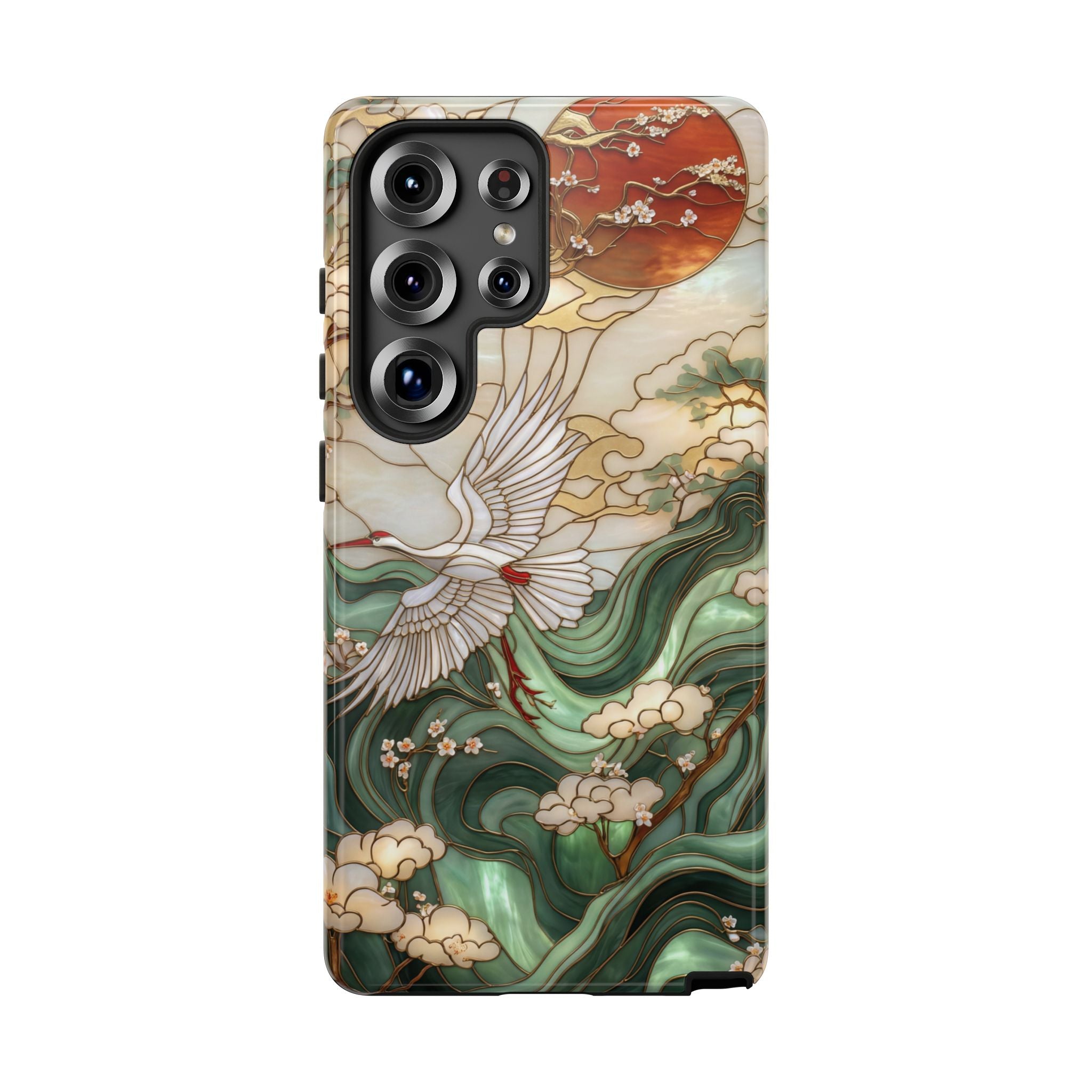 Cranes & Waves Protective Samsung Galaxy Case | Japanese-Inspired Art Phone Cover