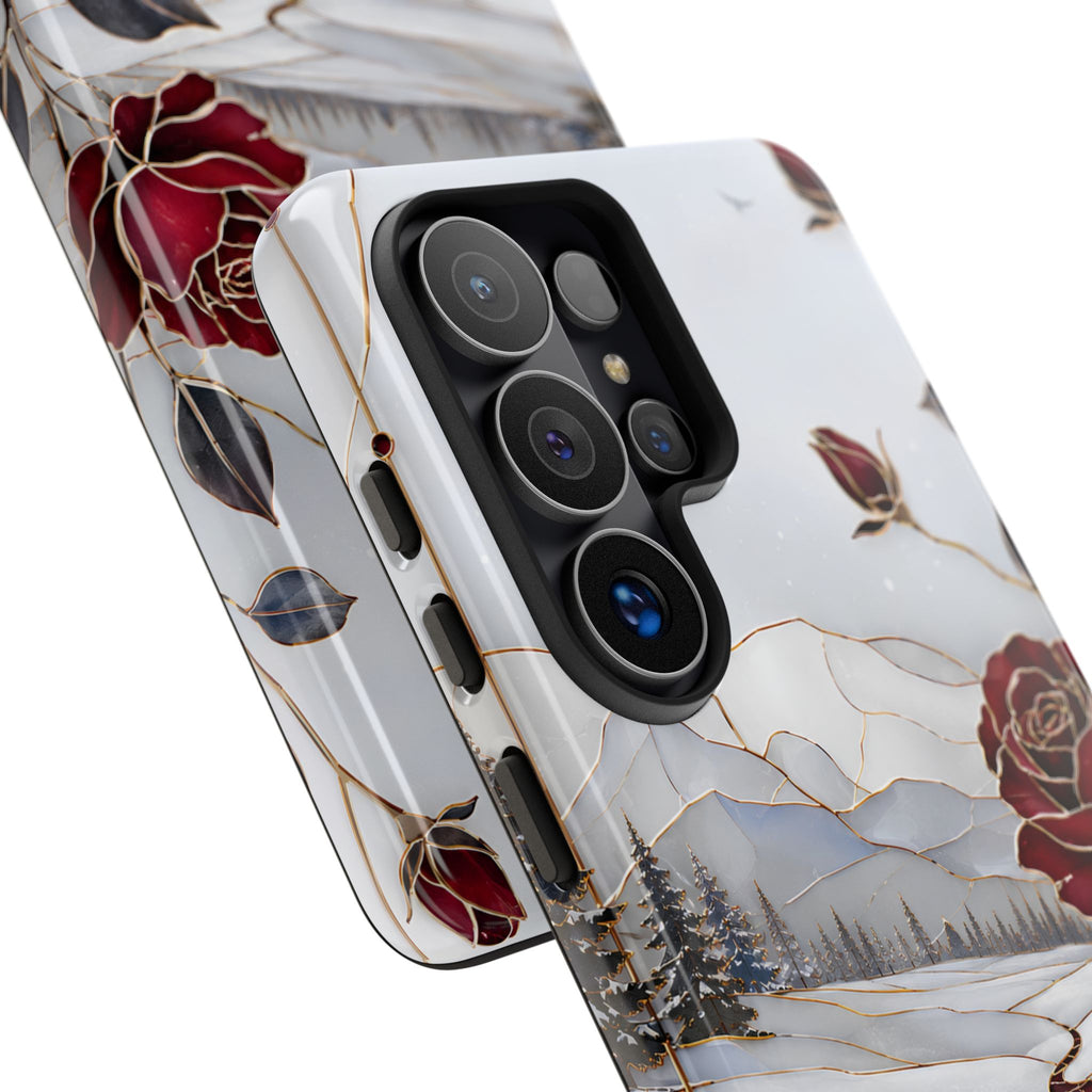 Winter Rose Samsung Galaxy Phone Case | Red Floral Phone Case
