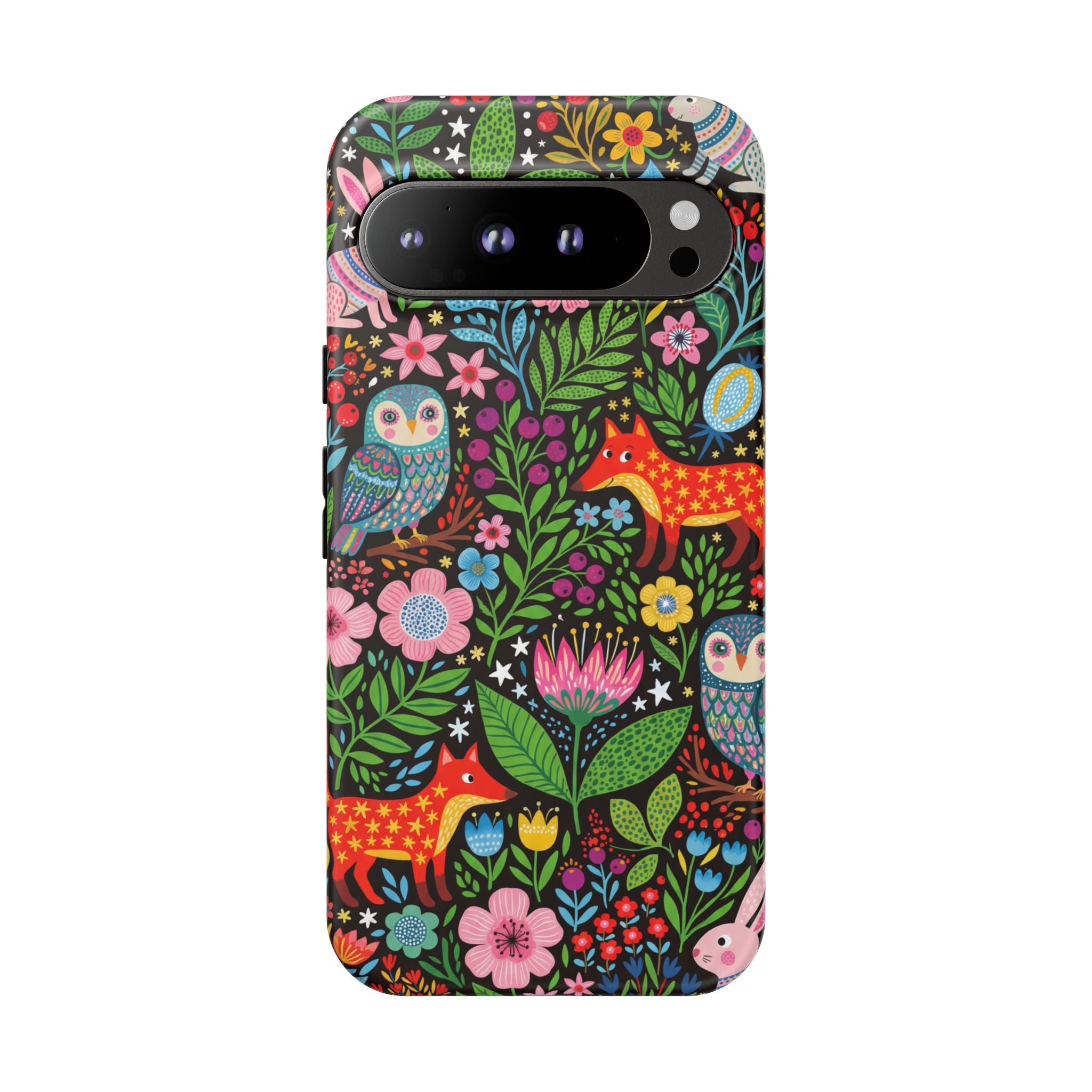 Floral Woodland Google Pixel Phone Case | Colourful Fox & Owl Protective Cover