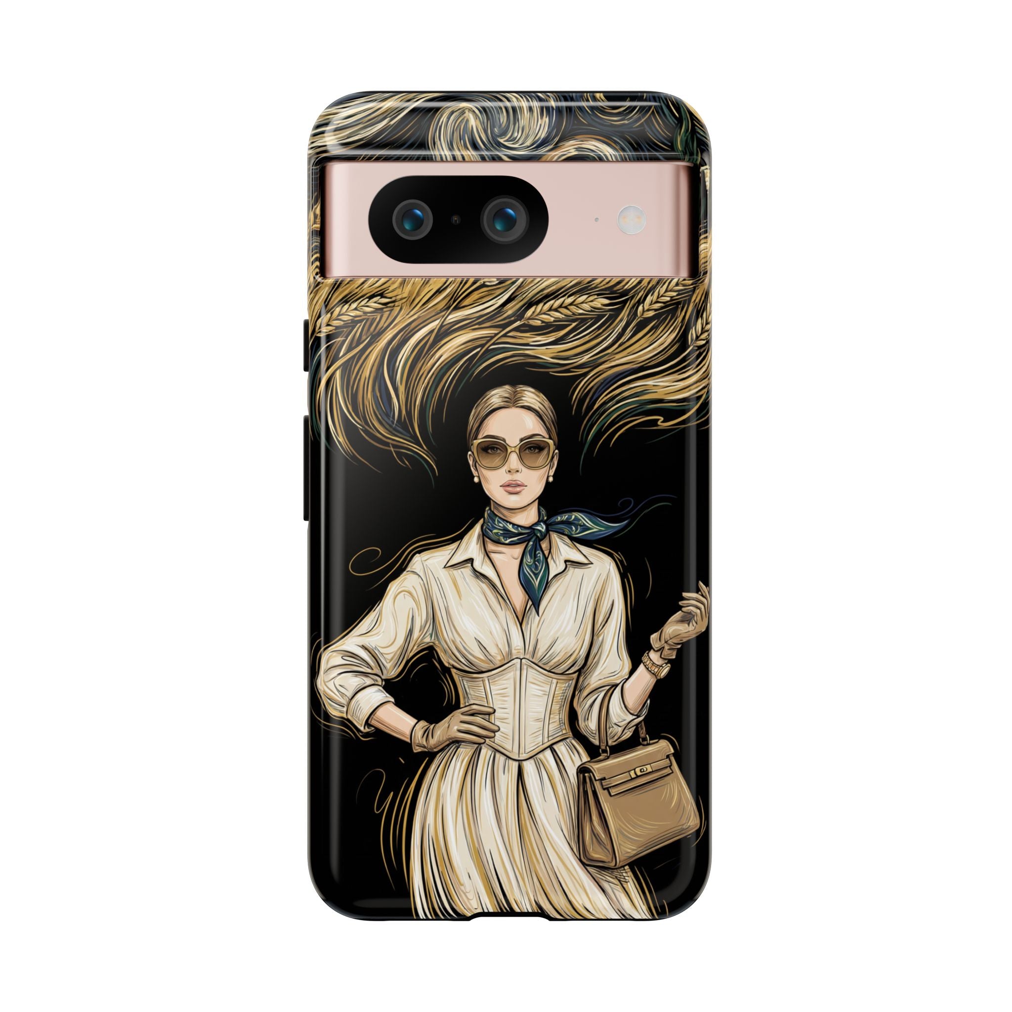 Vintage Elegance Google Pixel Phone Case | Retro Woman with Flowing Golden Hair