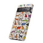 Cat Pattern Tough Google Pixel Case | Colourful Cartoon Cats