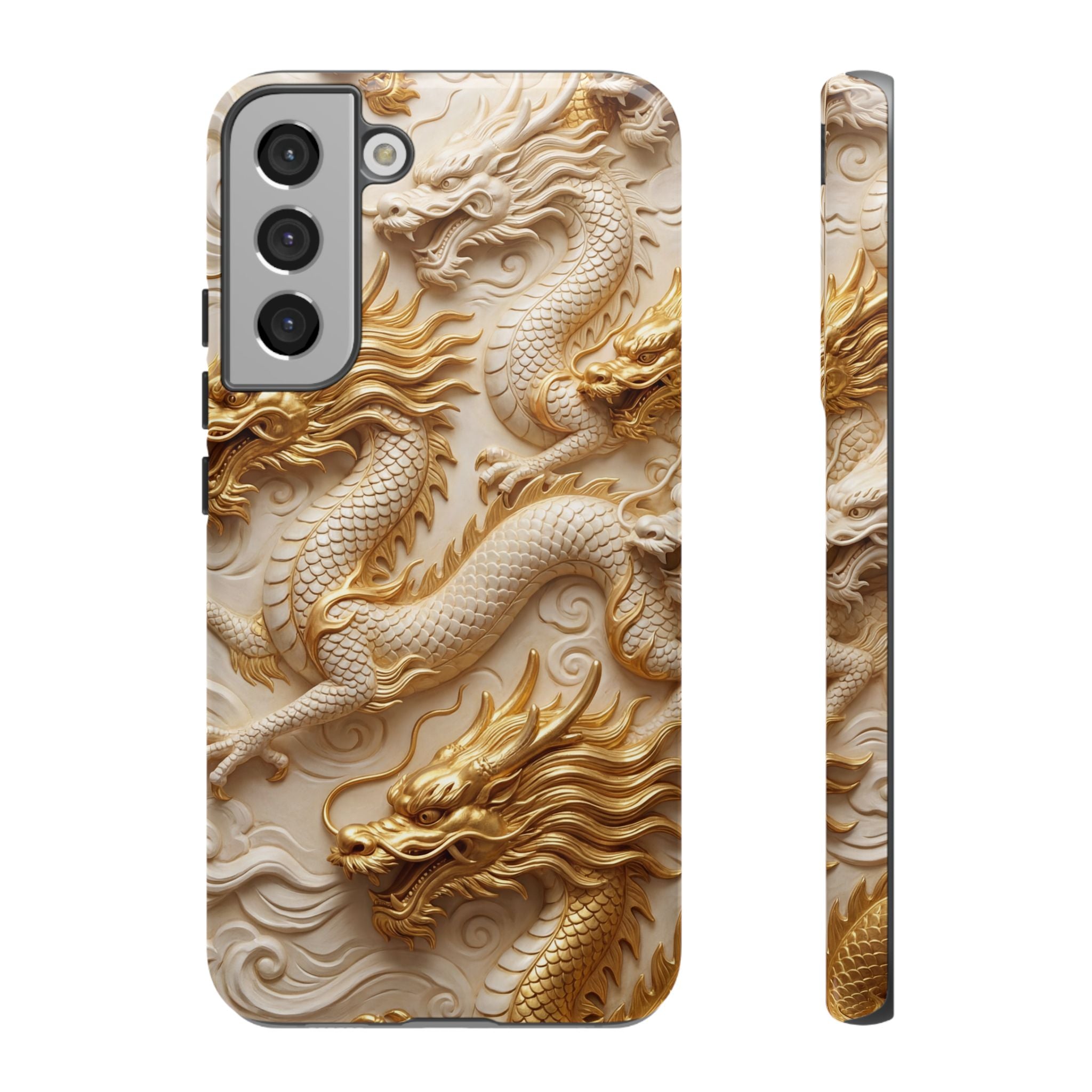 Dragon Relief Samsung Galaxy Case — Gold Carved Dragon Protective Cover