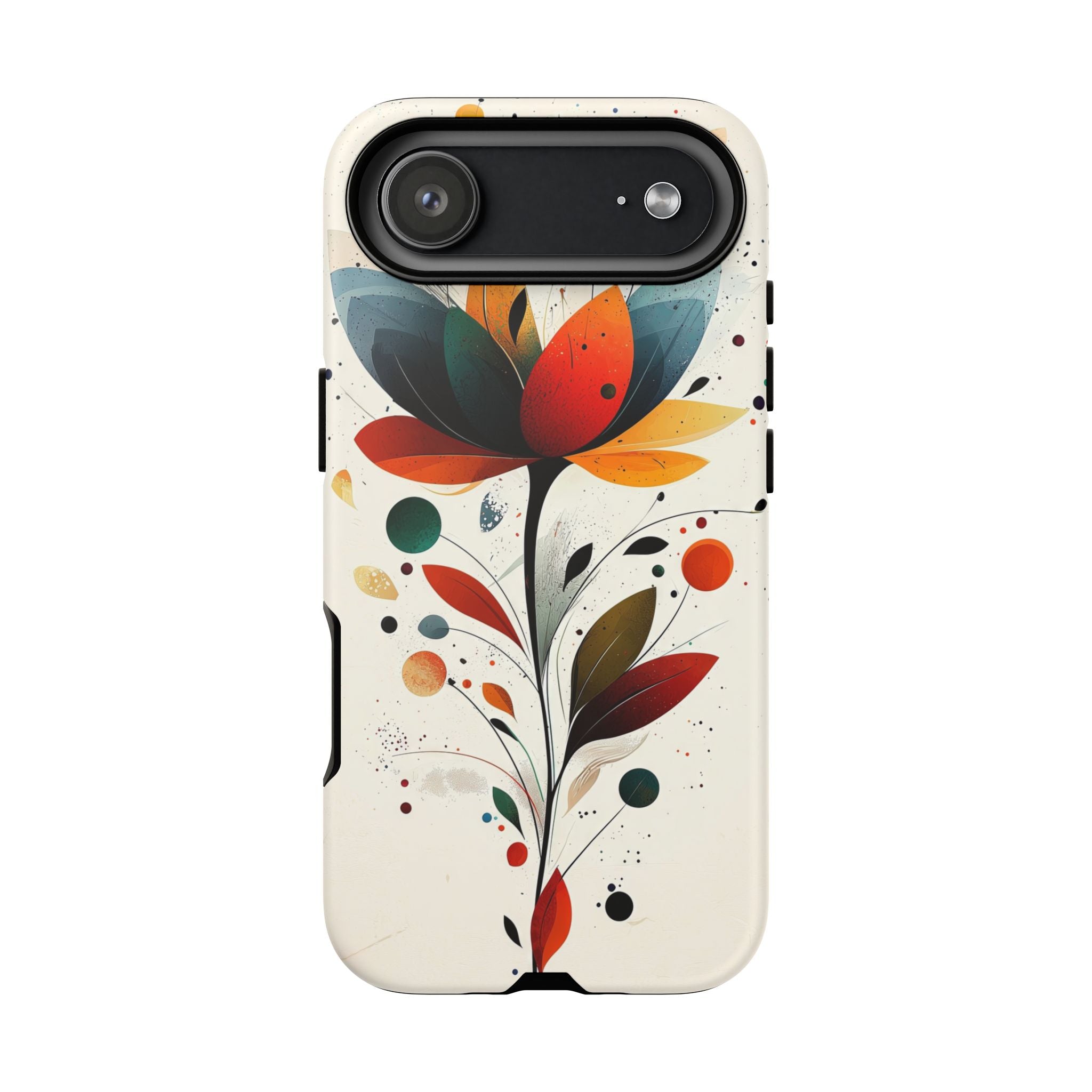 Floral Abstract Tough iPhone Case | Colourful Lotus Art Protective Cover