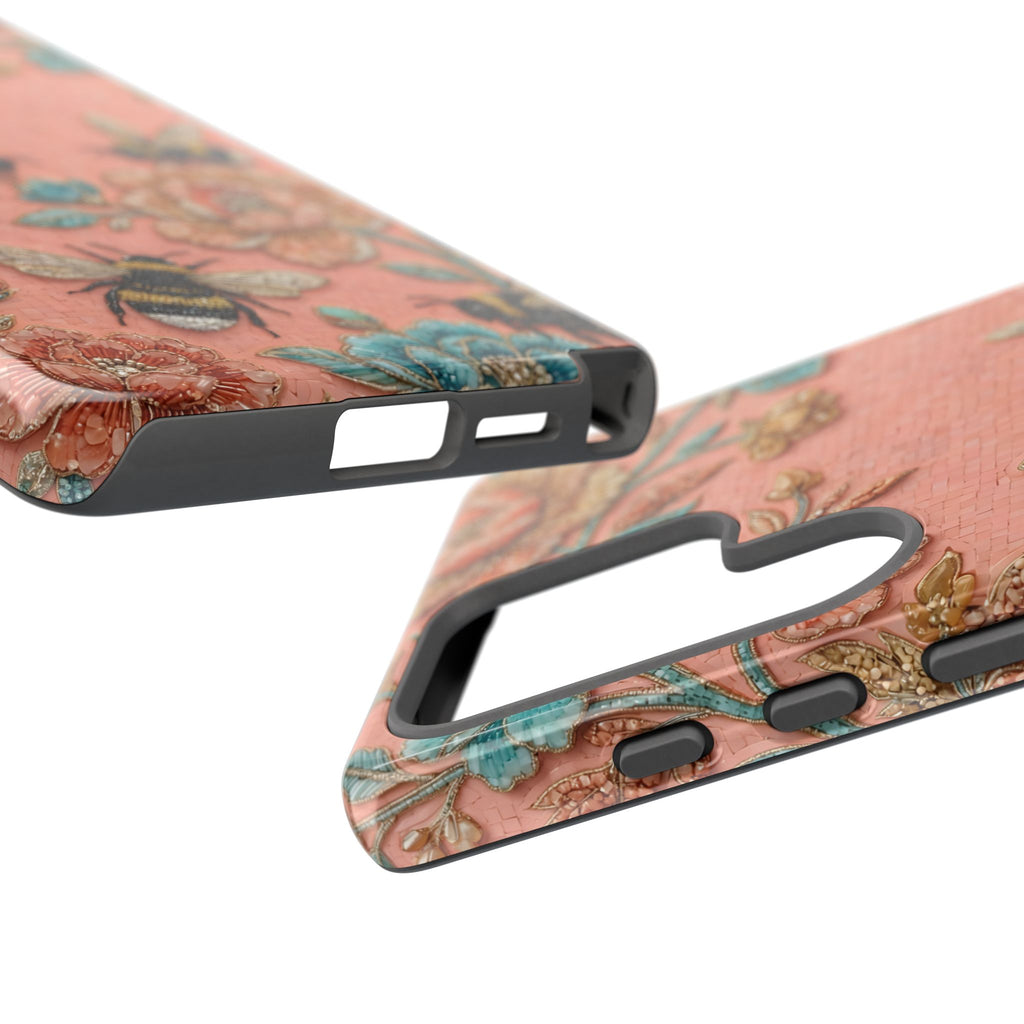 Custodia protettiva per Samsung Galaxy Floreale Ape Resistente | Cover protettiva vintage con giardino rosa