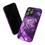Purple Vortex Tough iPhone Case — Abstract Spiral Protective Cover