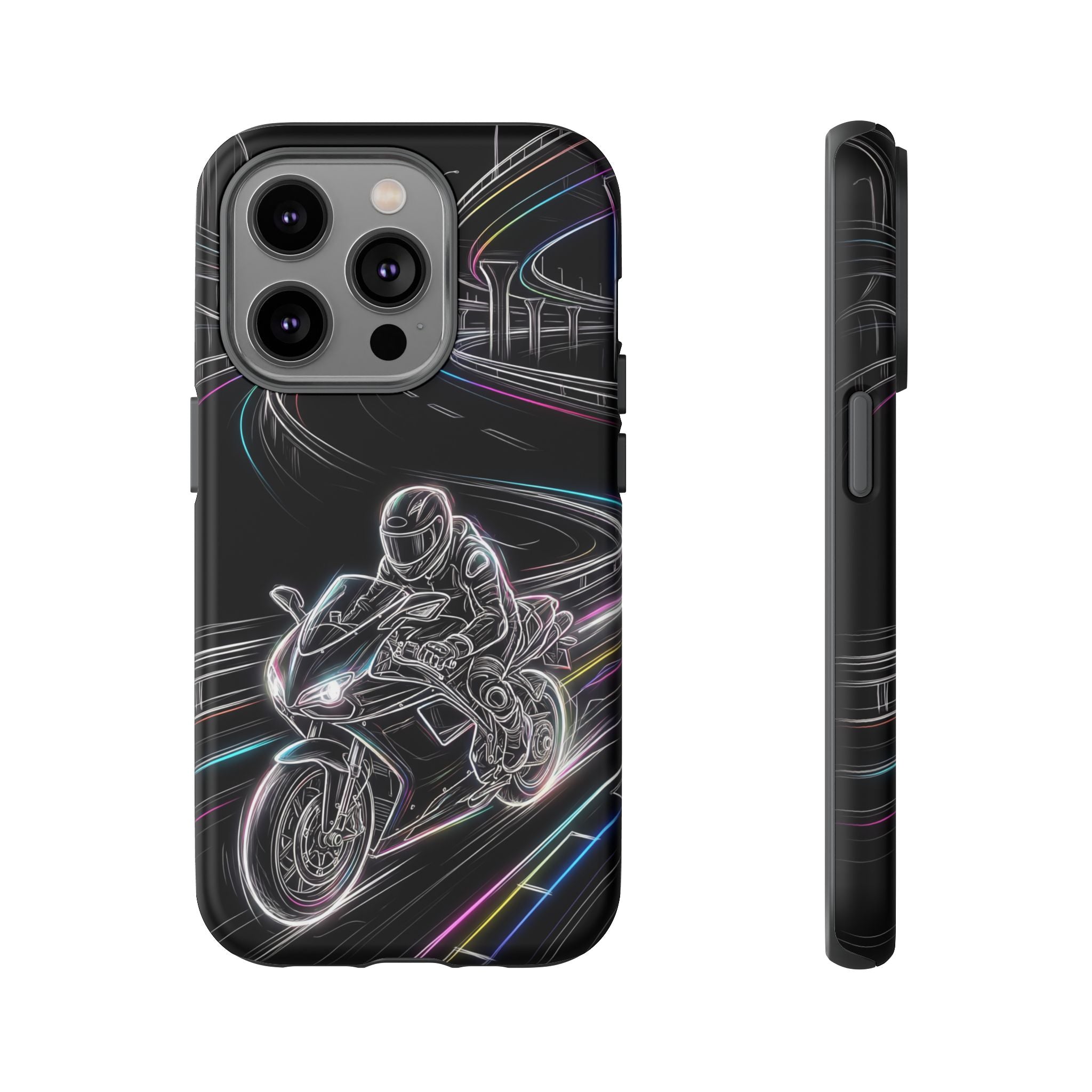 Neon Night Rider iPhone Case | Motorcycle Racing Protective Cover