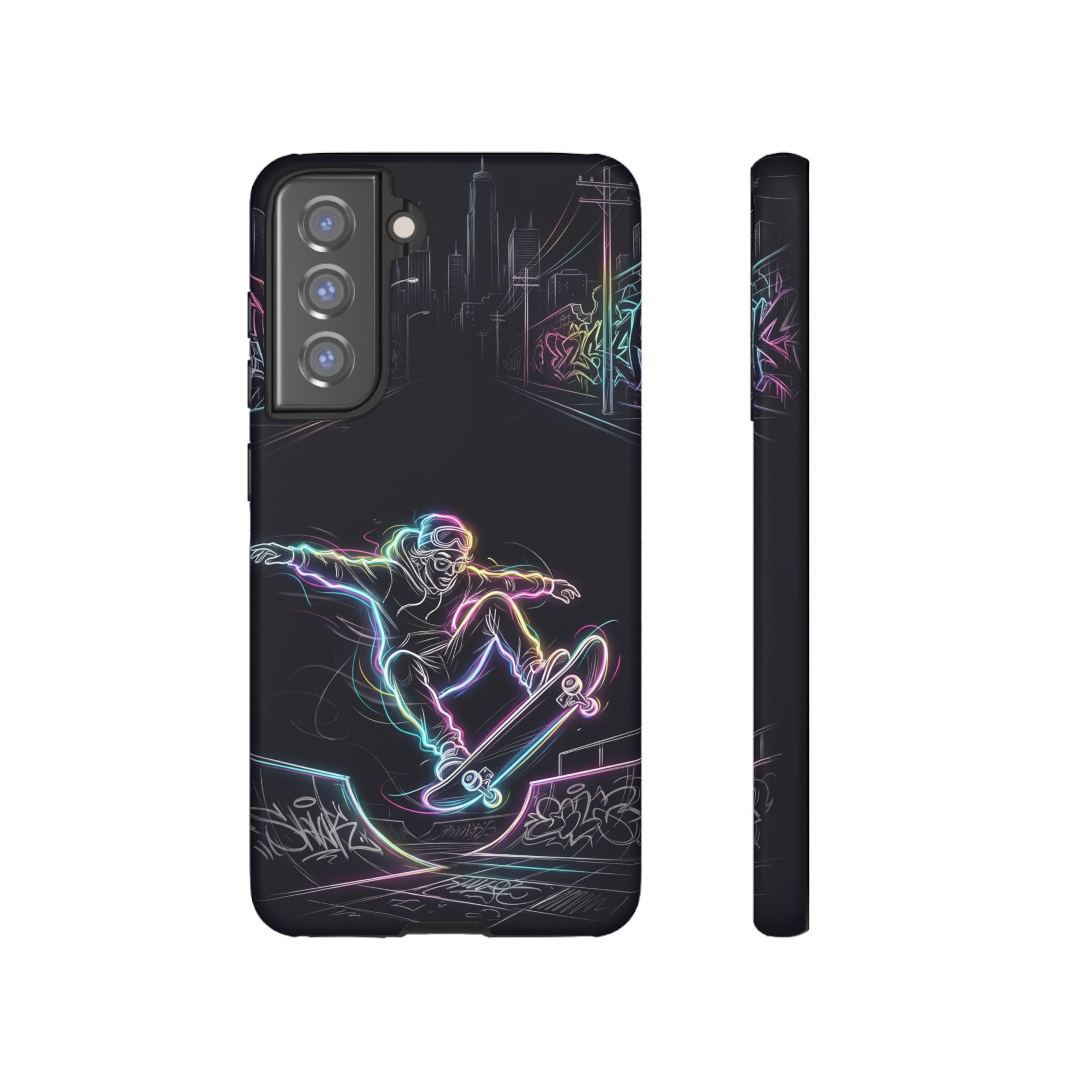 Neon Skateboard Samsung Galaxy Phone Case | Glow Skatepark Protective Cover