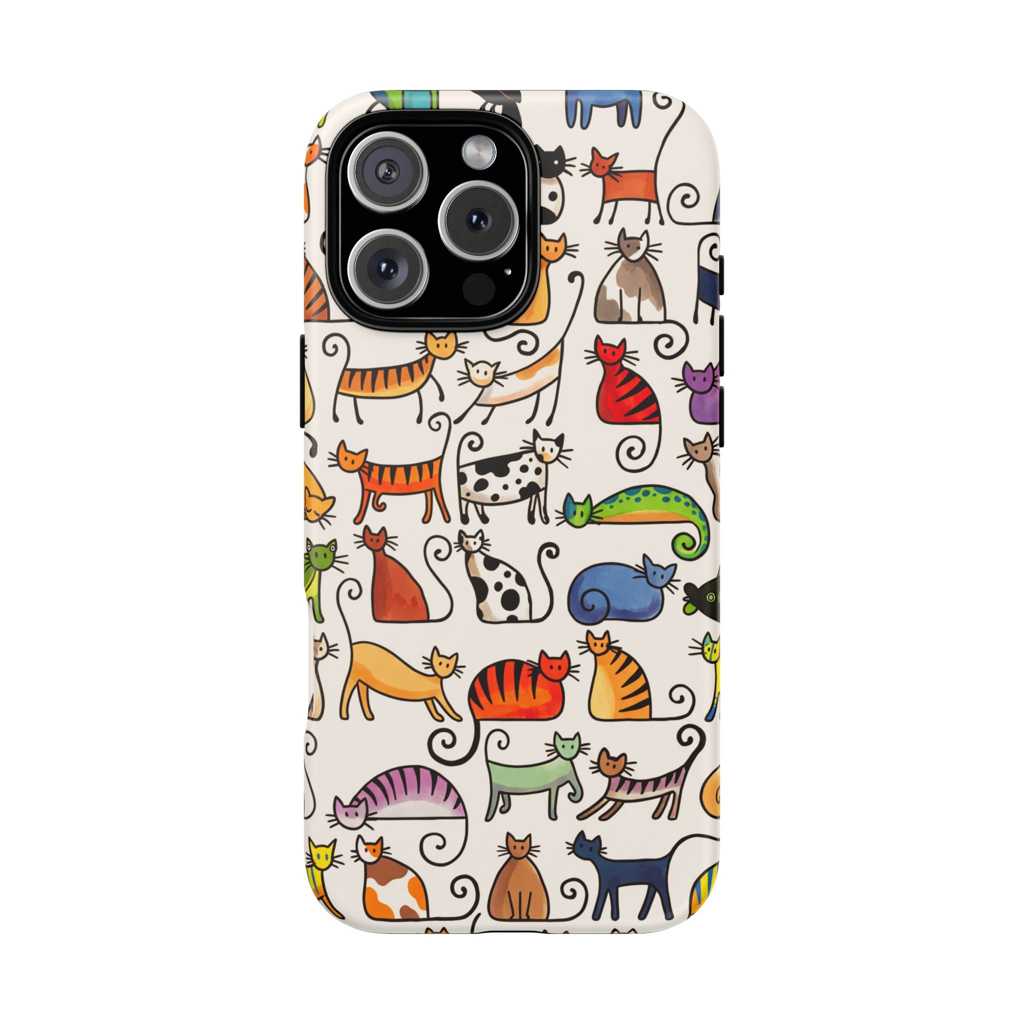 Cat Pattern Tough iPhone Case | Colourful Cartoon Cats