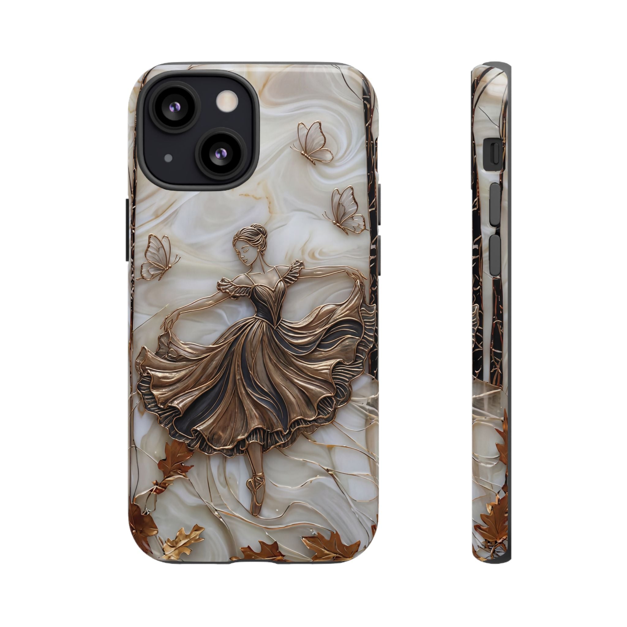Elegant Bronze Ballerina Dance Design iPhone Case