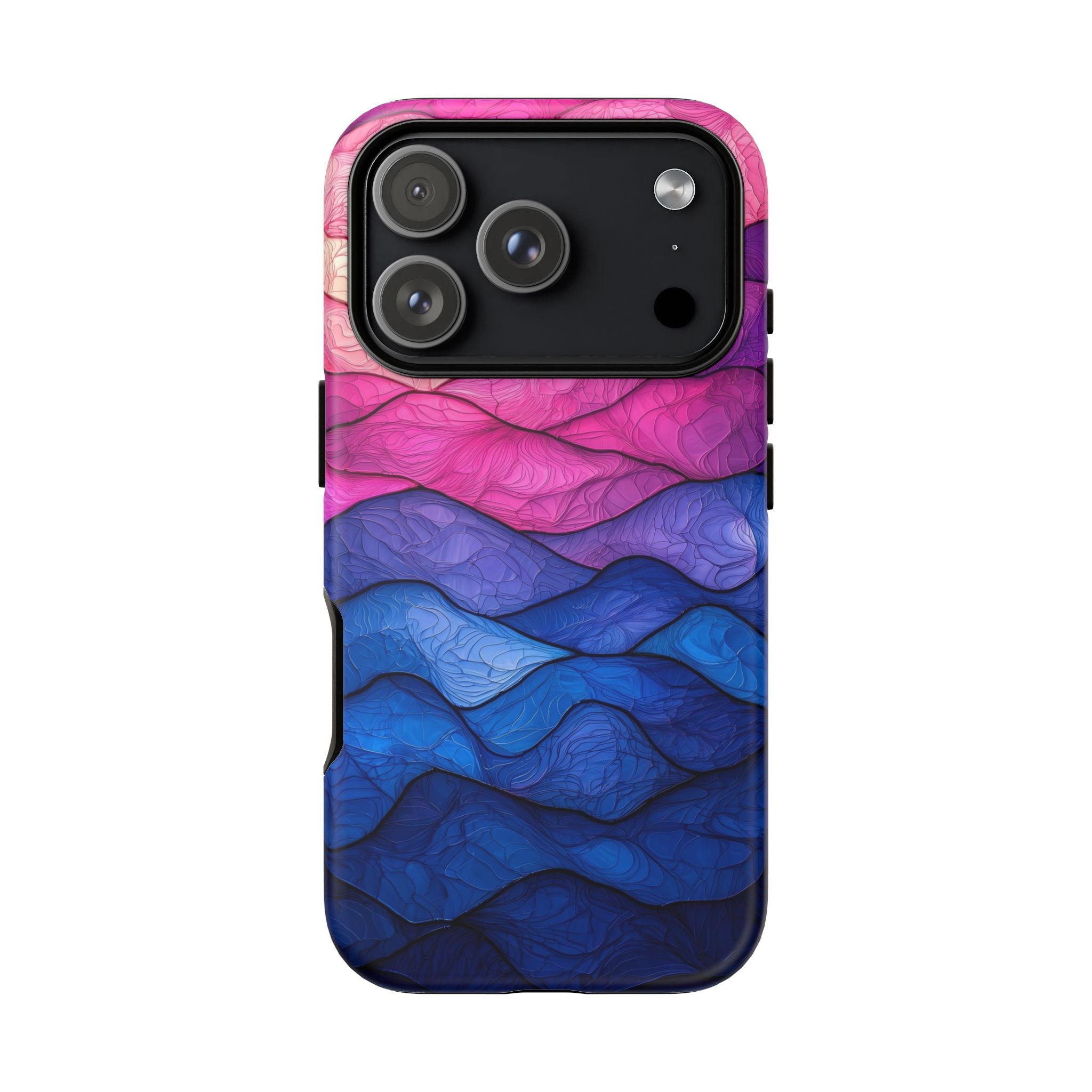 Abstract Ocean Waves iPhone Case — Pink & Blue Gradient Tough Case