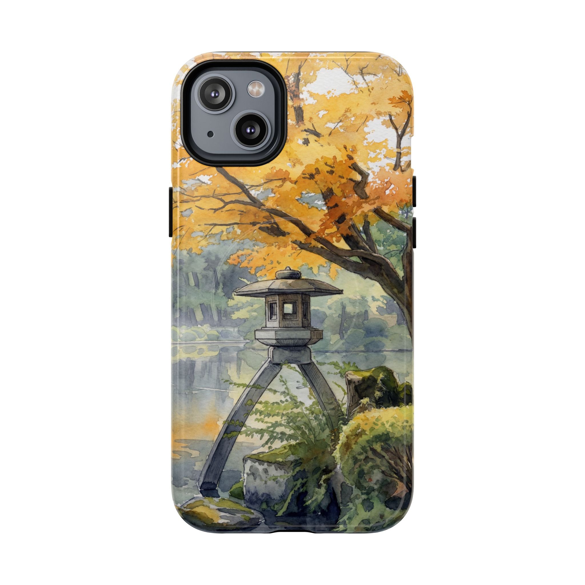 Autumn Japanese Garden MagSafe iPhone Case | Scenic Lantern Fall