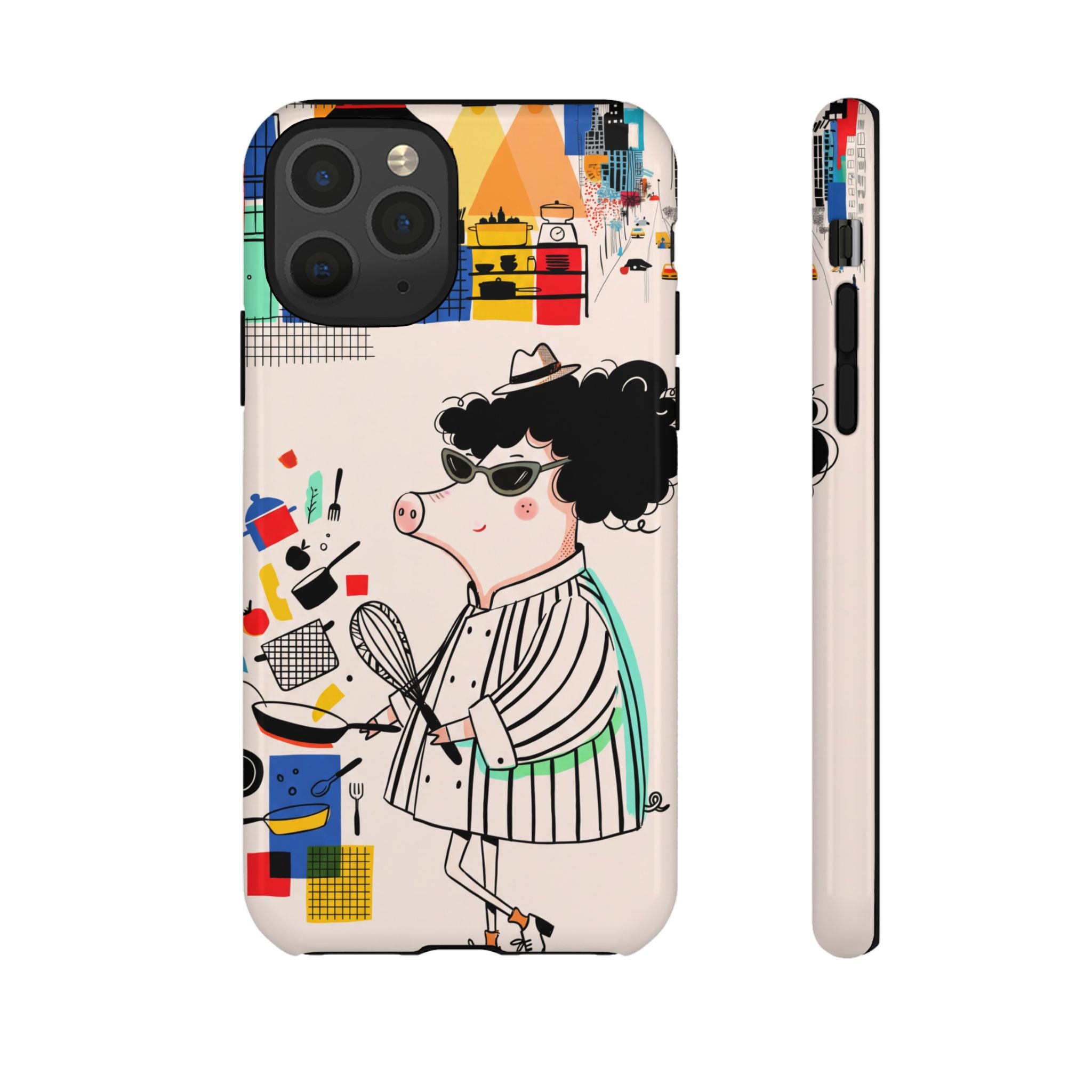 Cute Chef Pig iPhone Case | Quirky Cartoon Kitchen Art Tough Case