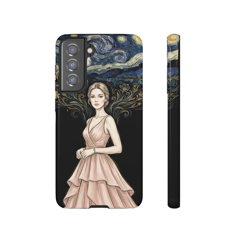 Art Nouveau Starry Night Samsung Galaxy Phone Case | Elegant Woman Illustration Tough Case