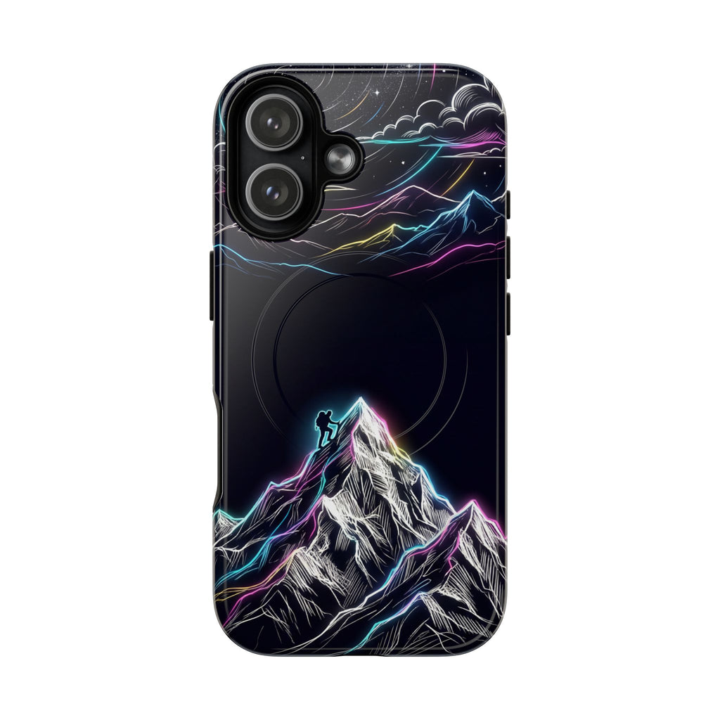 Mount Everest Neon MagSafe iPhone Case | Dark Cosmic Climber Protective Cover