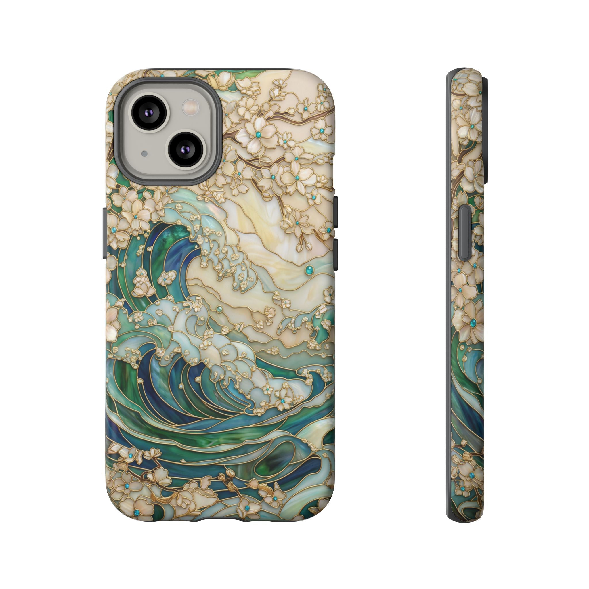 Elegant Ocean Wave Floral Art iPhone Case