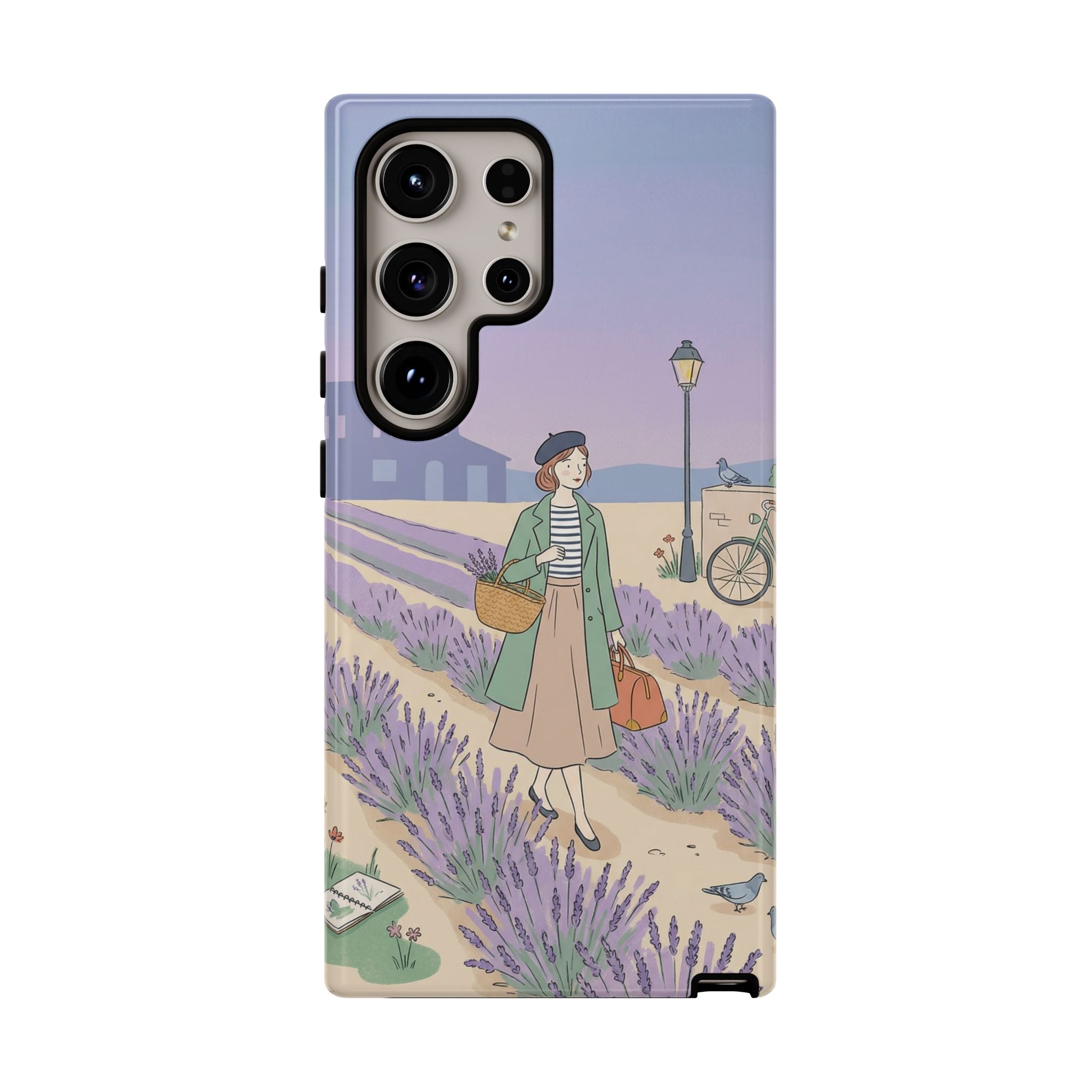Lavender Field Samsung Galaxy Phone Case | Vintage Travel Illustration Protective Case