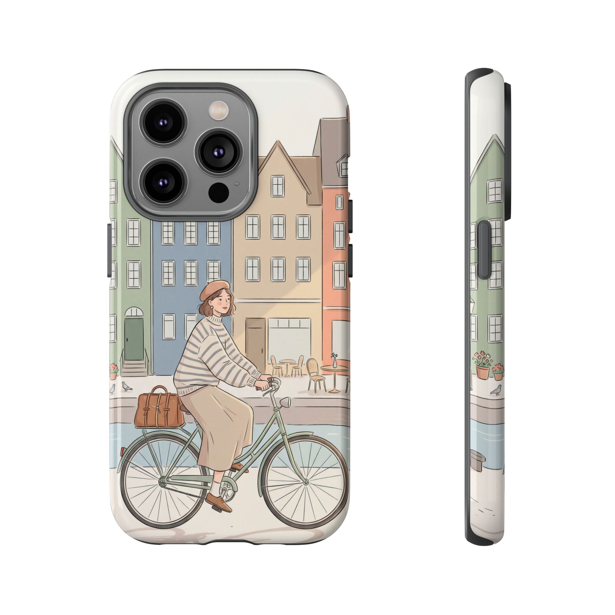 City Bike iPhone Case | Cozy European Street Illustration Tough Cases