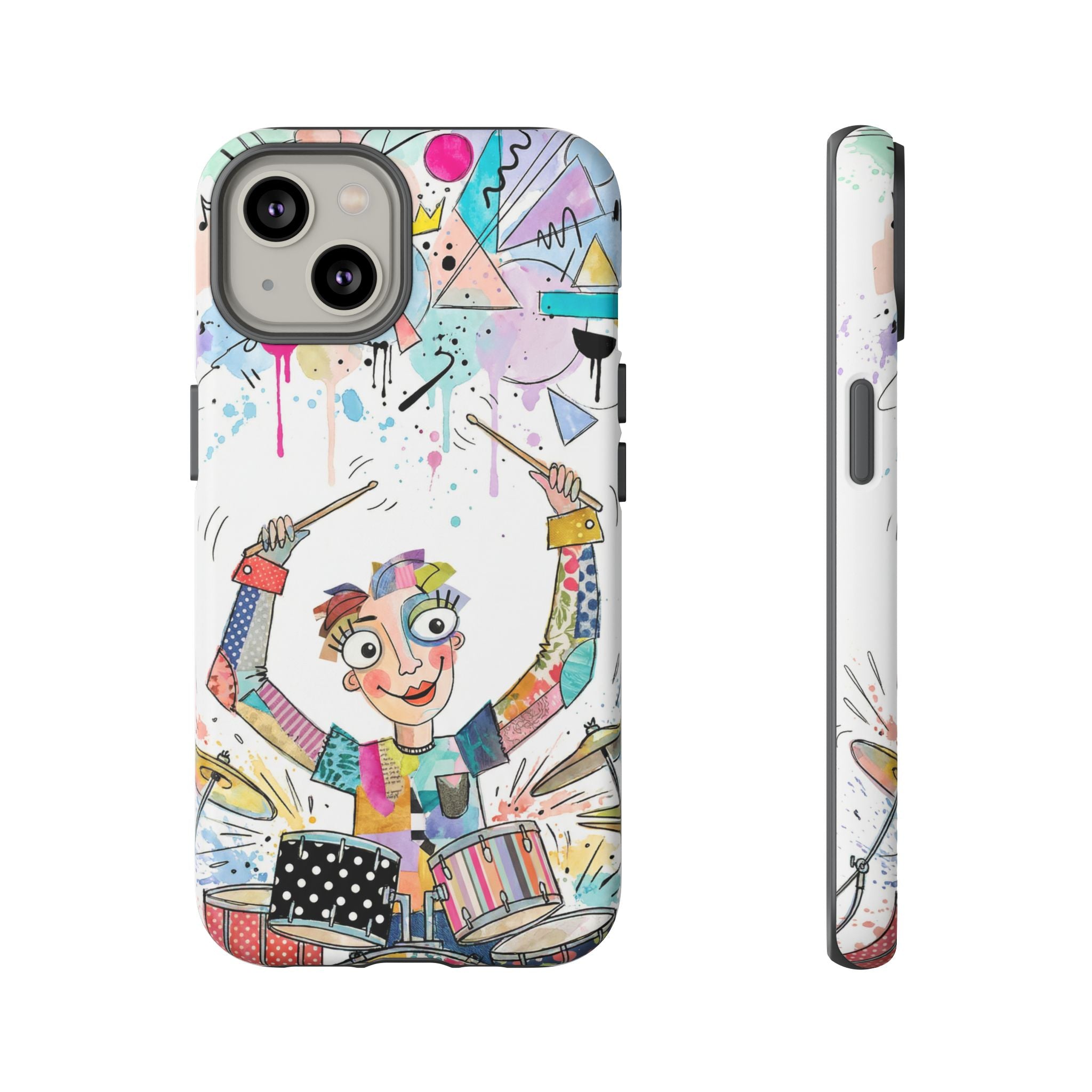 Drummer Boy iPhone Case | Colorful Cartoon Drum Kit Protective Cover