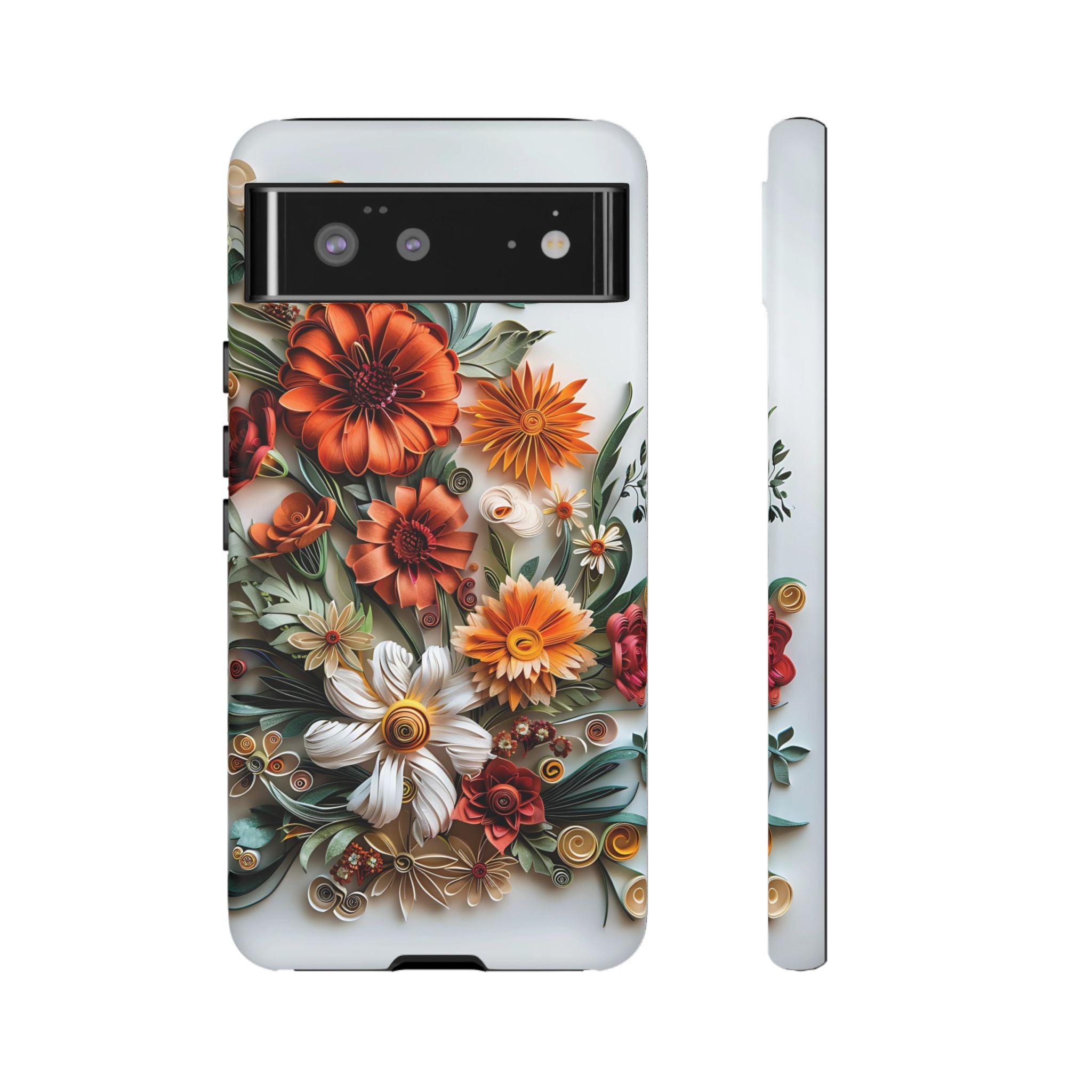 Floral Quilling Tough Google Pixel Case — Orange Daisy