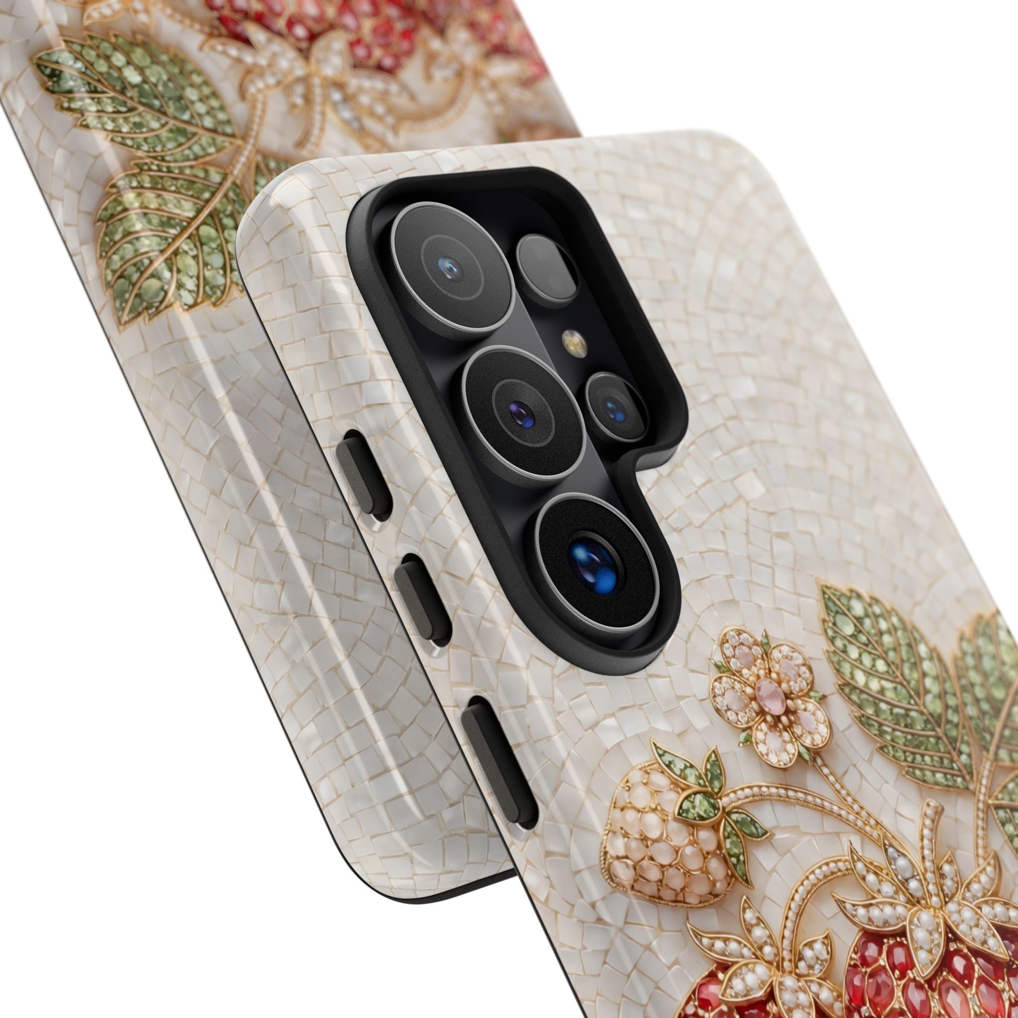 Strawberry Gem Tough Samsung Galaxy Phone Case | Vintage Beaded Fruit Design