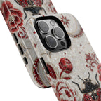 Cover iPhone Floreale Coccinella | Custodia Protettiva Rigida Vintage con Maggiolino Rosso
