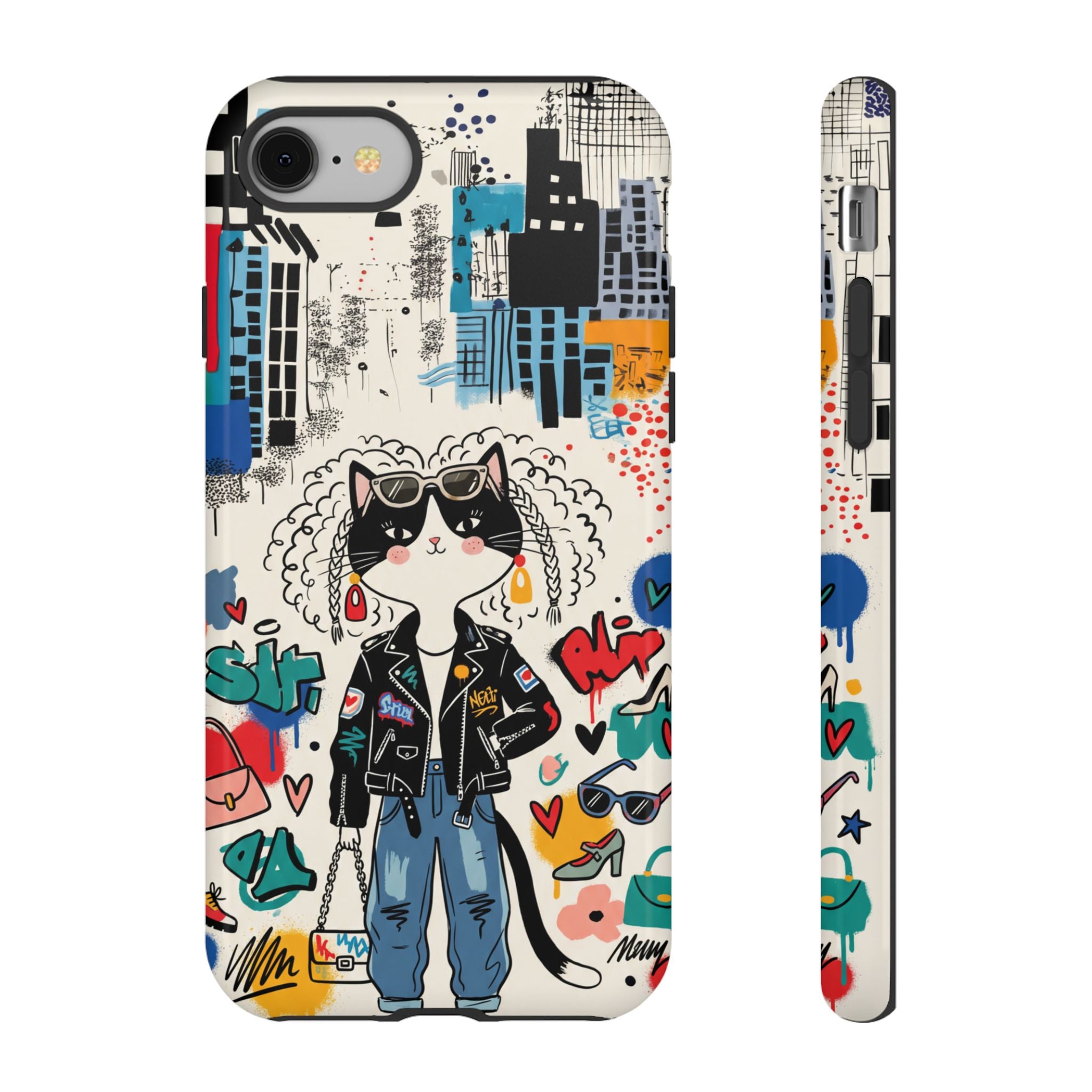 Punk City Cat Graffiti Design iPhone Case