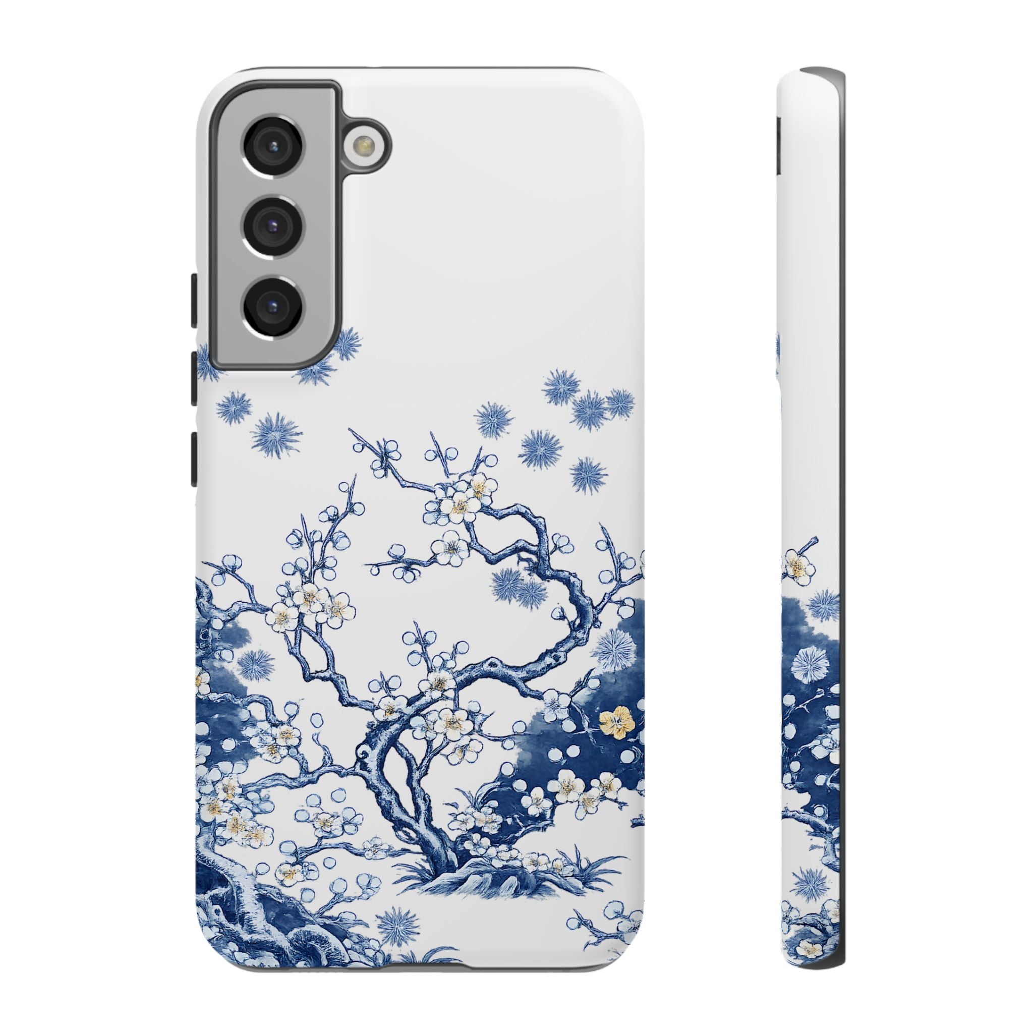 Vintage Blue White Porcelain Samsung Galaxy Phone Case | Chinoiserie Floral Tough Cover