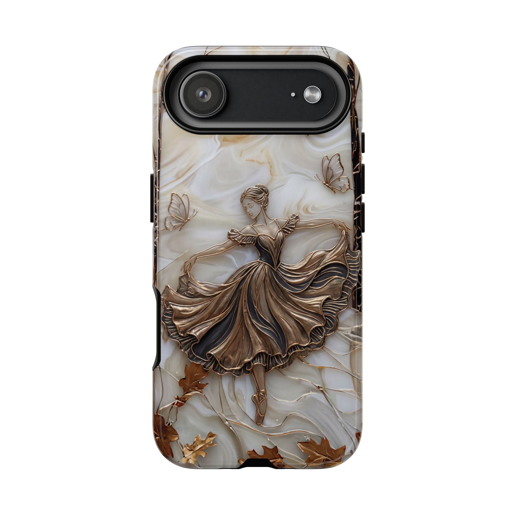 Elegant Bronze Ballerina Dance Design iPhone Case