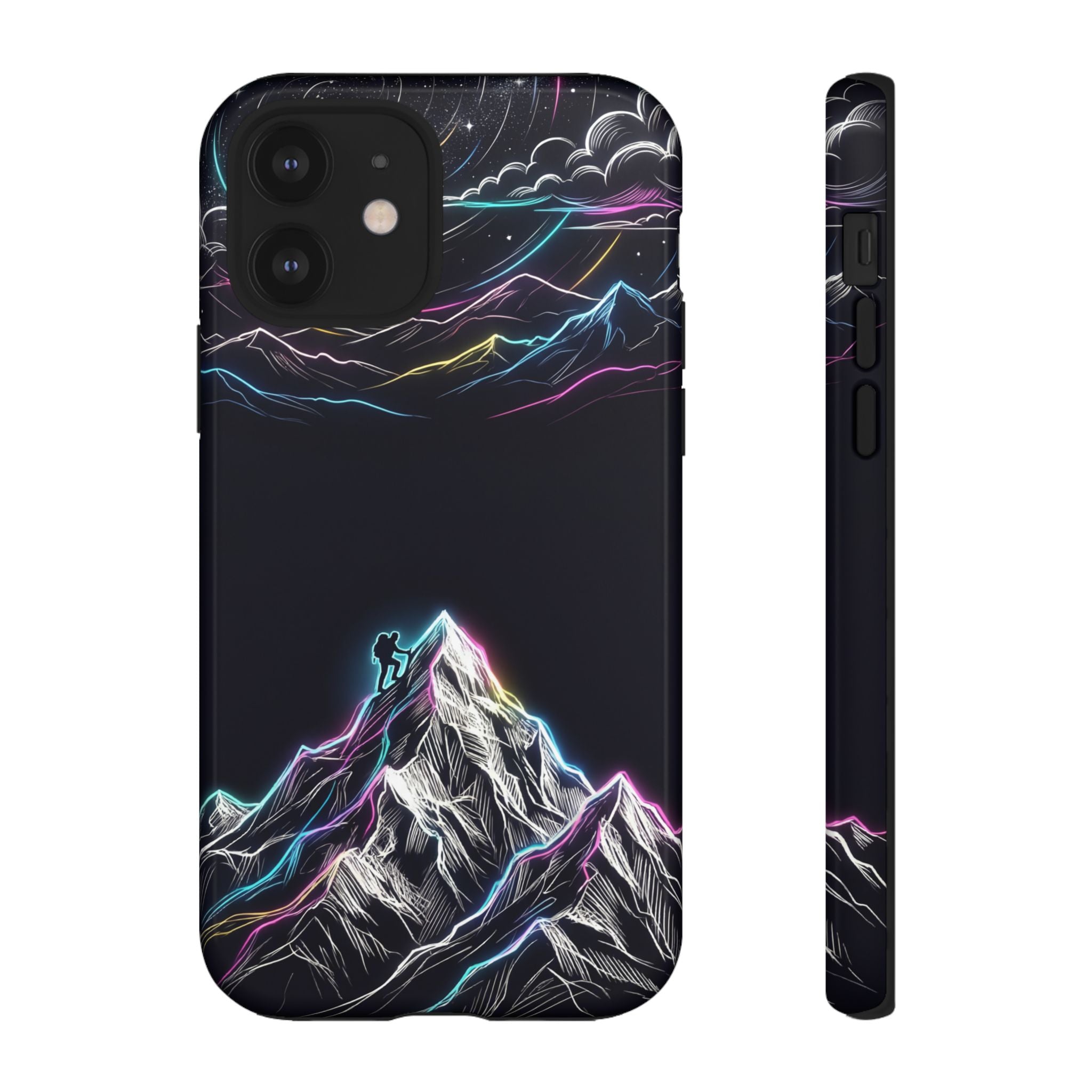 Mount Everest Neon iPhone Case | Dark Cosmic Climber Protective Cover