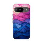 Abstract Ocean Waves Google Pixel Case — Pink & Blue Gradient Tough Case