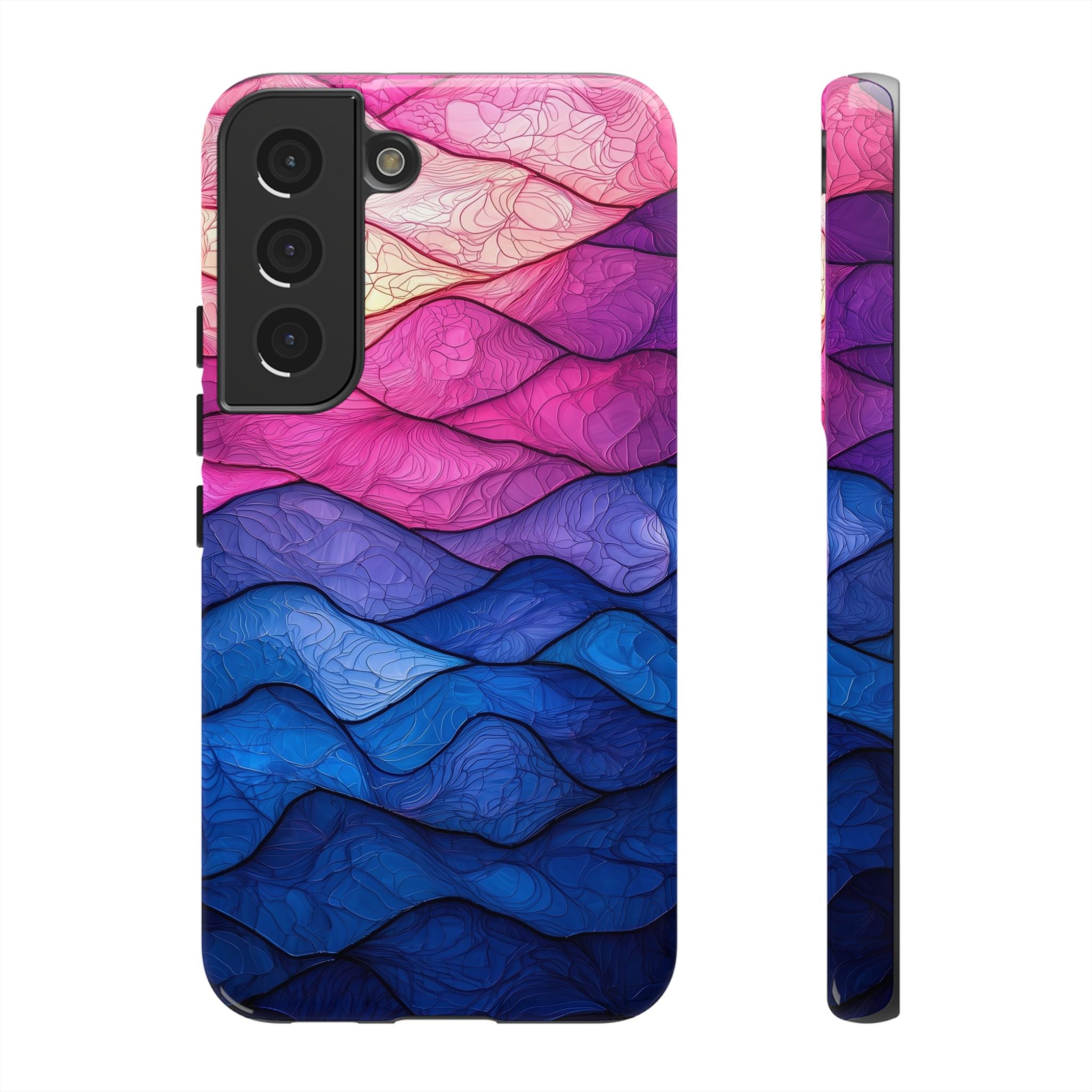 Abstract Ocean Waves Samsung Galaxy Case — Pink & Blue Gradient Tough Case