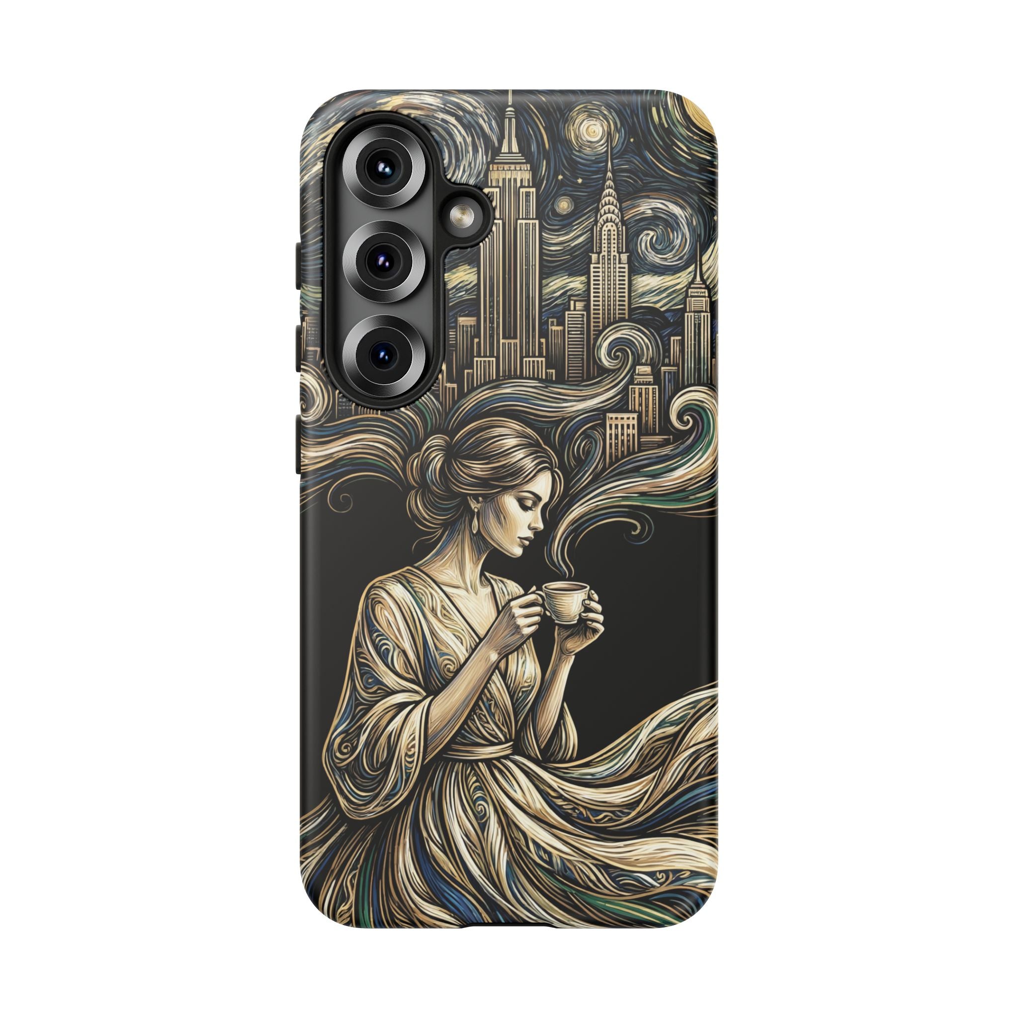 Vintage Cityscape Woman Tea Art Samsung Galaxy Phone Case