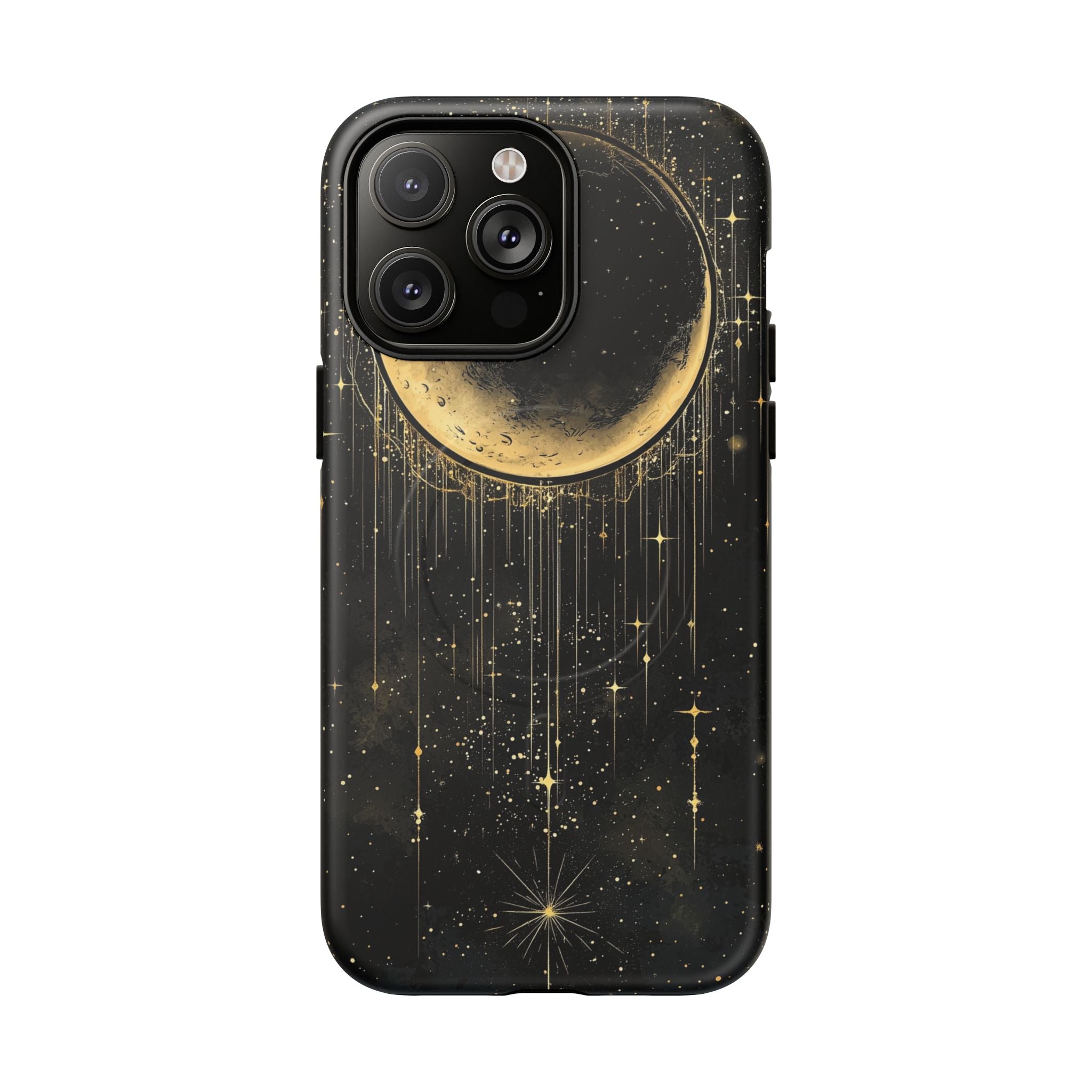 Custodia resistente MagSafe per iPhone Moonlit Crescent | Cielo notturno con stelle dorate