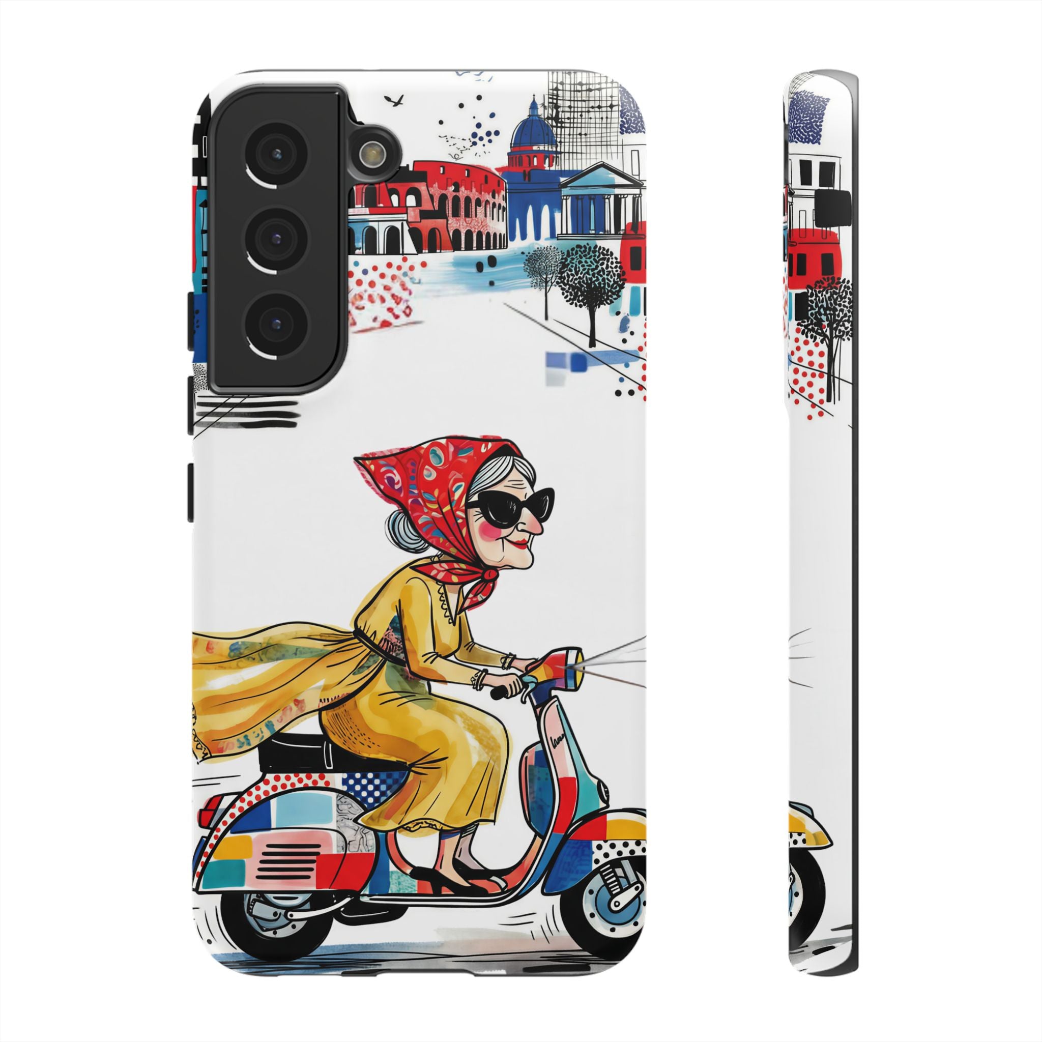 Vintage Vespa Granny Samsung Galaxy Phone Case | Retro Scooter Travel iPhone Cover