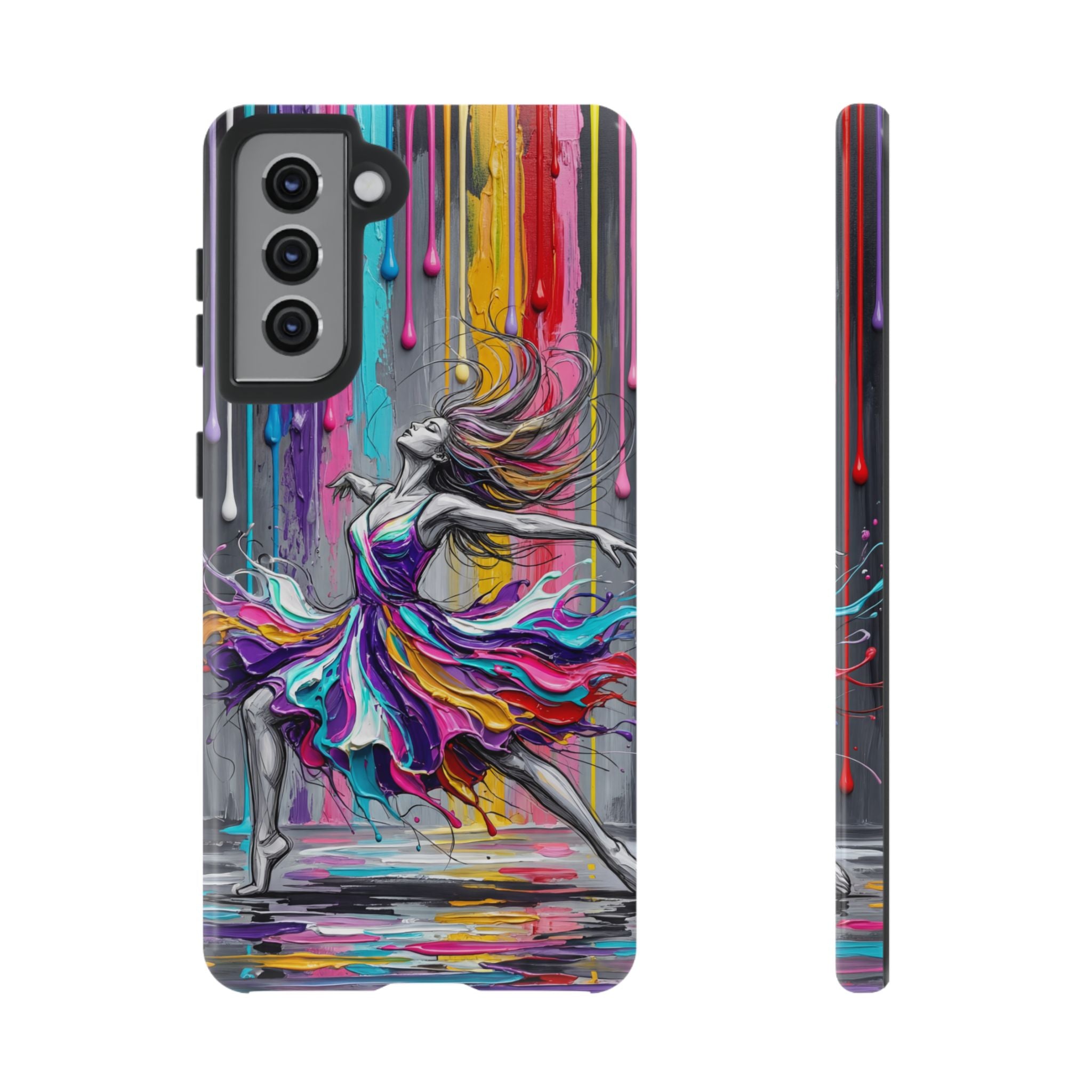Colorful Dancer Tough Samsung Galaxy Phone Case | Vibrant Drip Art Protective Cover