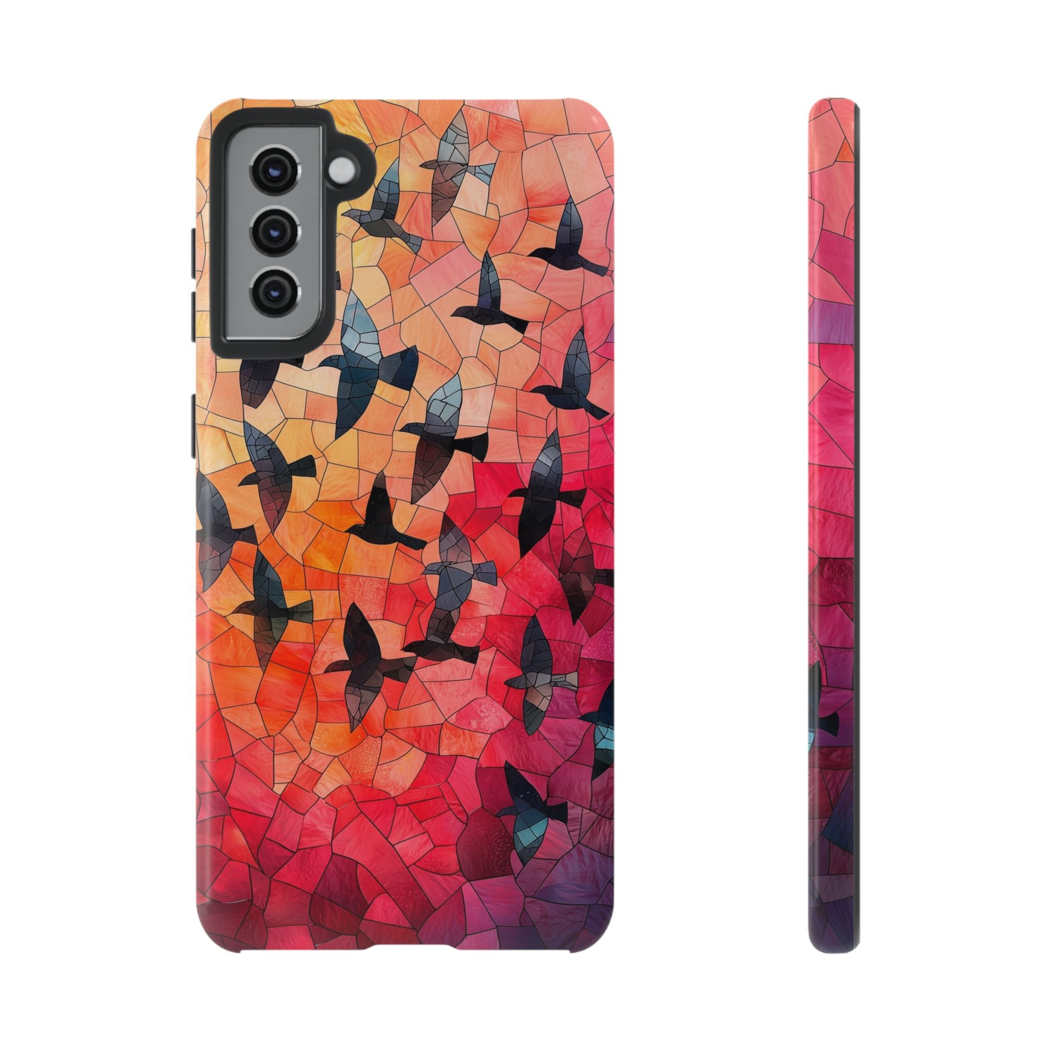 Stained Glass Mosaic Sunset Birds Samsung Galaxy Case