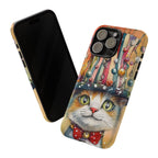 Cat in Colorful Top Hat iPhone Case — Whimsical Cat Art iPhone Case