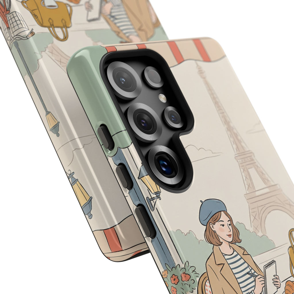 Paris Cafe Samsung Galaxy Phone Case | Cute Vintage Eiffel Tower Travel