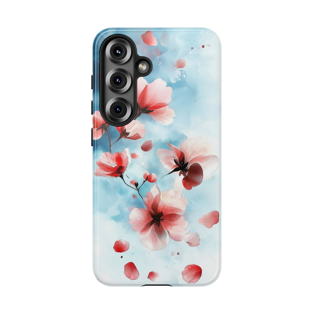 Floral Cherry Blossom Samsung Galaxy Case | Pastel Pink Blue