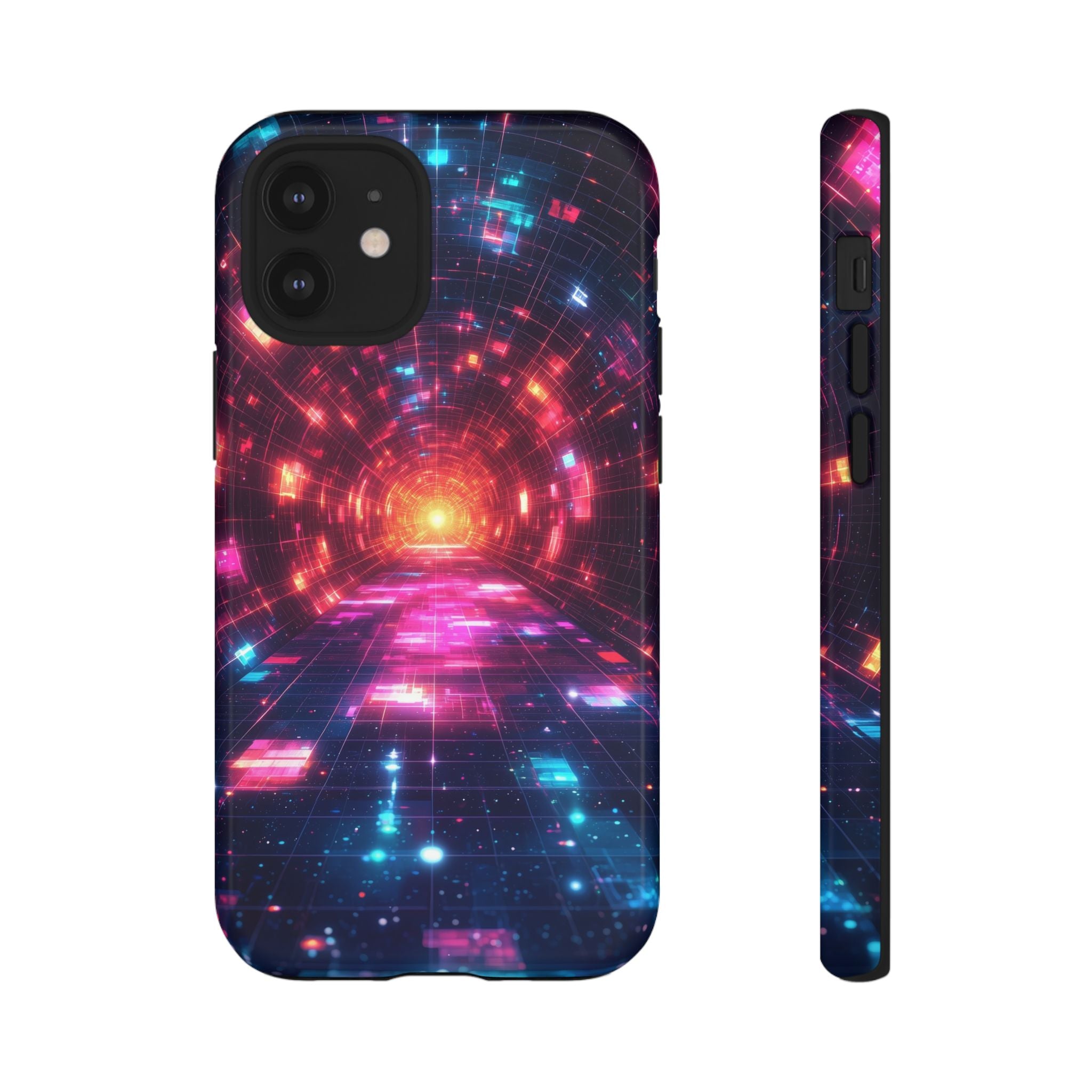 Neon Tunnel Tough iPhone Case — Retro Futuristic Galaxy Design