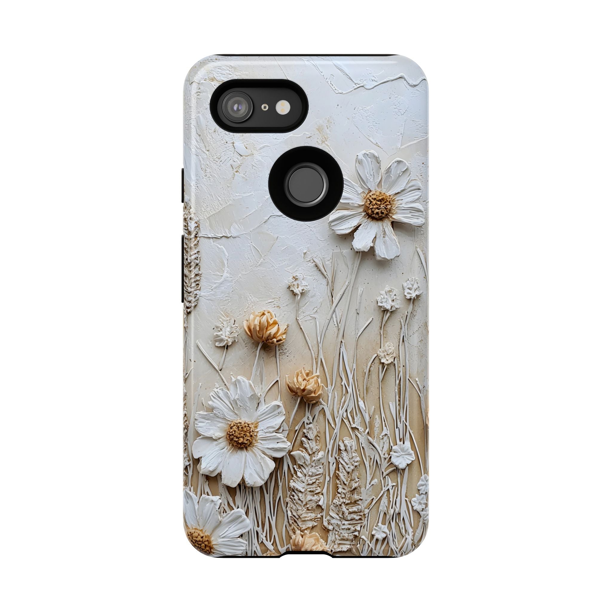 Textured Daisy Art Floral Relief Google Pixel Case