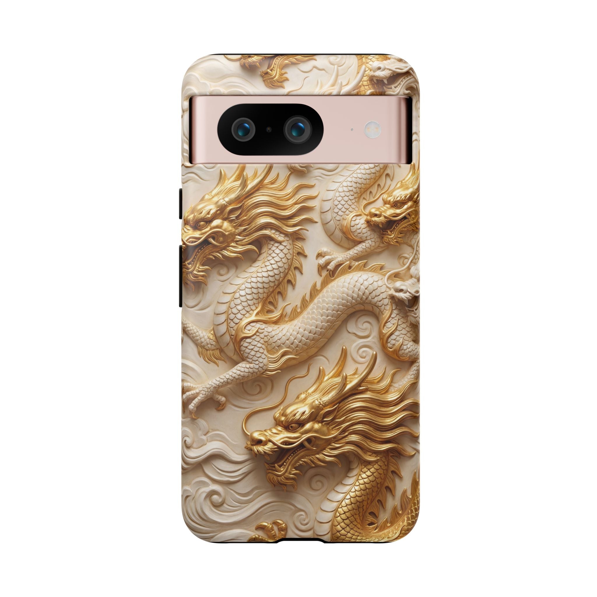 Dragon Relief Google Pixel Case — Gold Carved Dragon Protective Cover