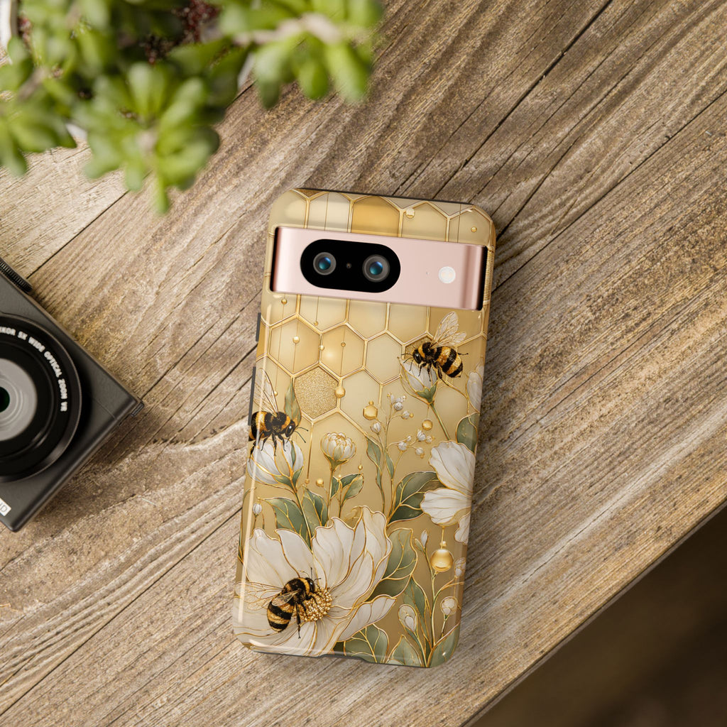 Bee Floral Google Pixel Phone Case | Honeycomb Wildflower Cover