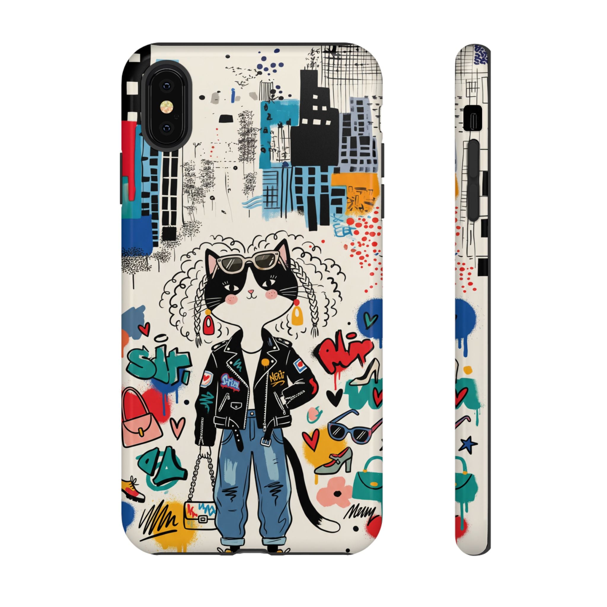 Punk City Cat Graffiti Design iPhone Case