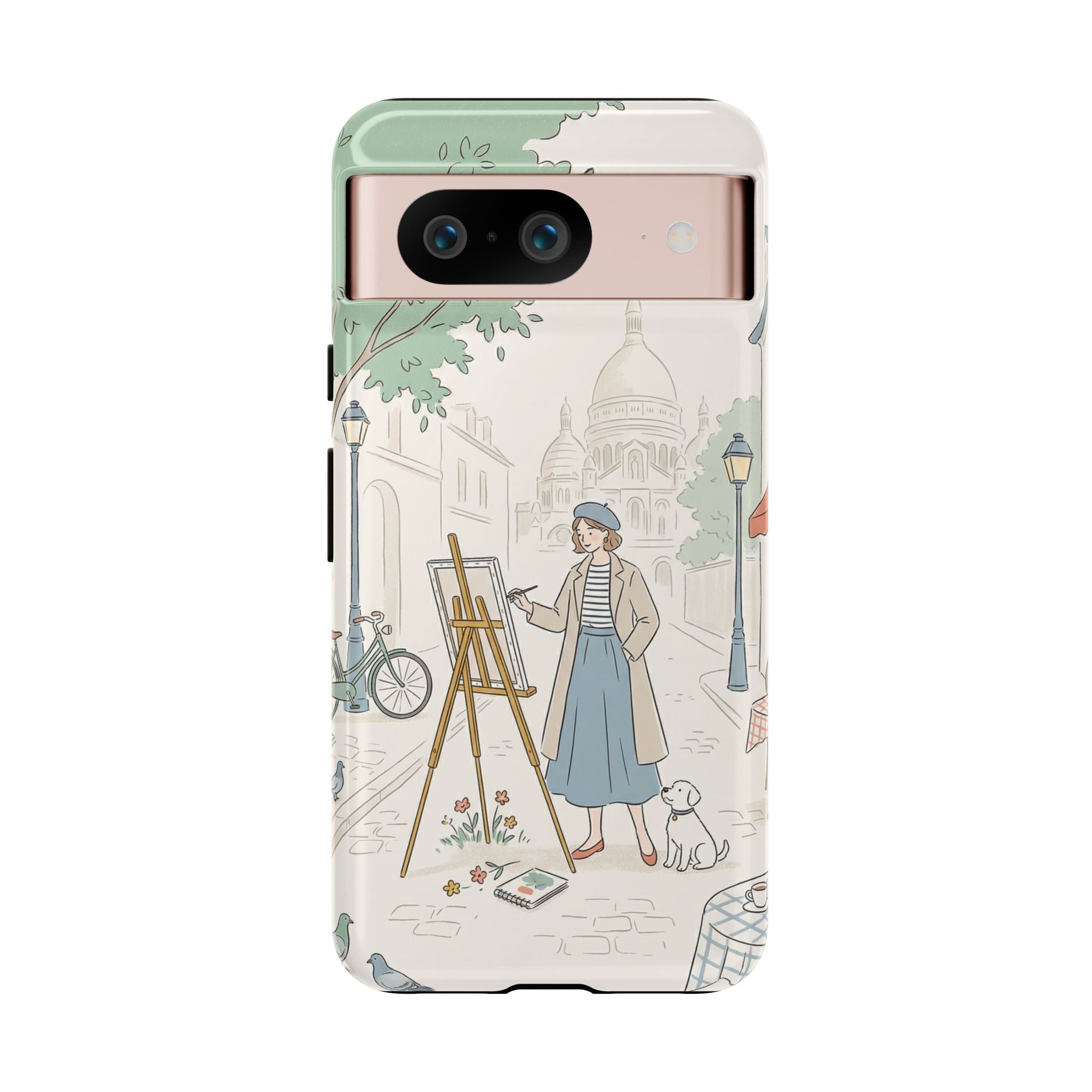 Artist in Paris Google Pixel Phone Case | Vintage Painter Street Scene Protective Cover